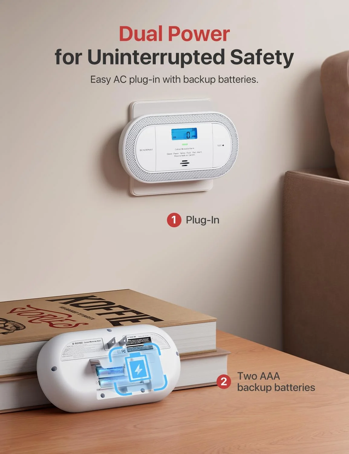 دتکتور مونوکسید کربن X-Sense مدل XC0C-SA، بسته‌ی 2 عددی