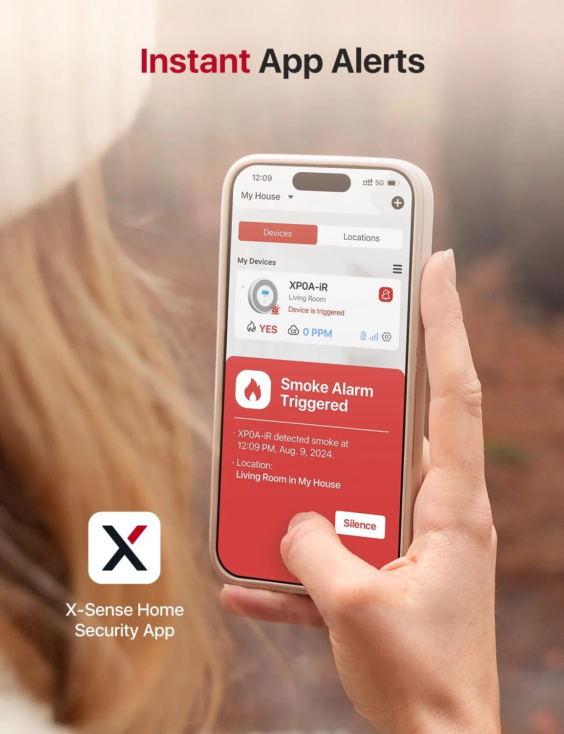 دتکتور هوشمند دود و مونوکسید کربن X-Sense با موقعیت مکانی صوتی، دتکتور ترکیبی دود و مونوکسید کربن Wi-Fi با اعلان‌های برنامه در زمان واقعی، XP0A-iR، بسته 3 عددی