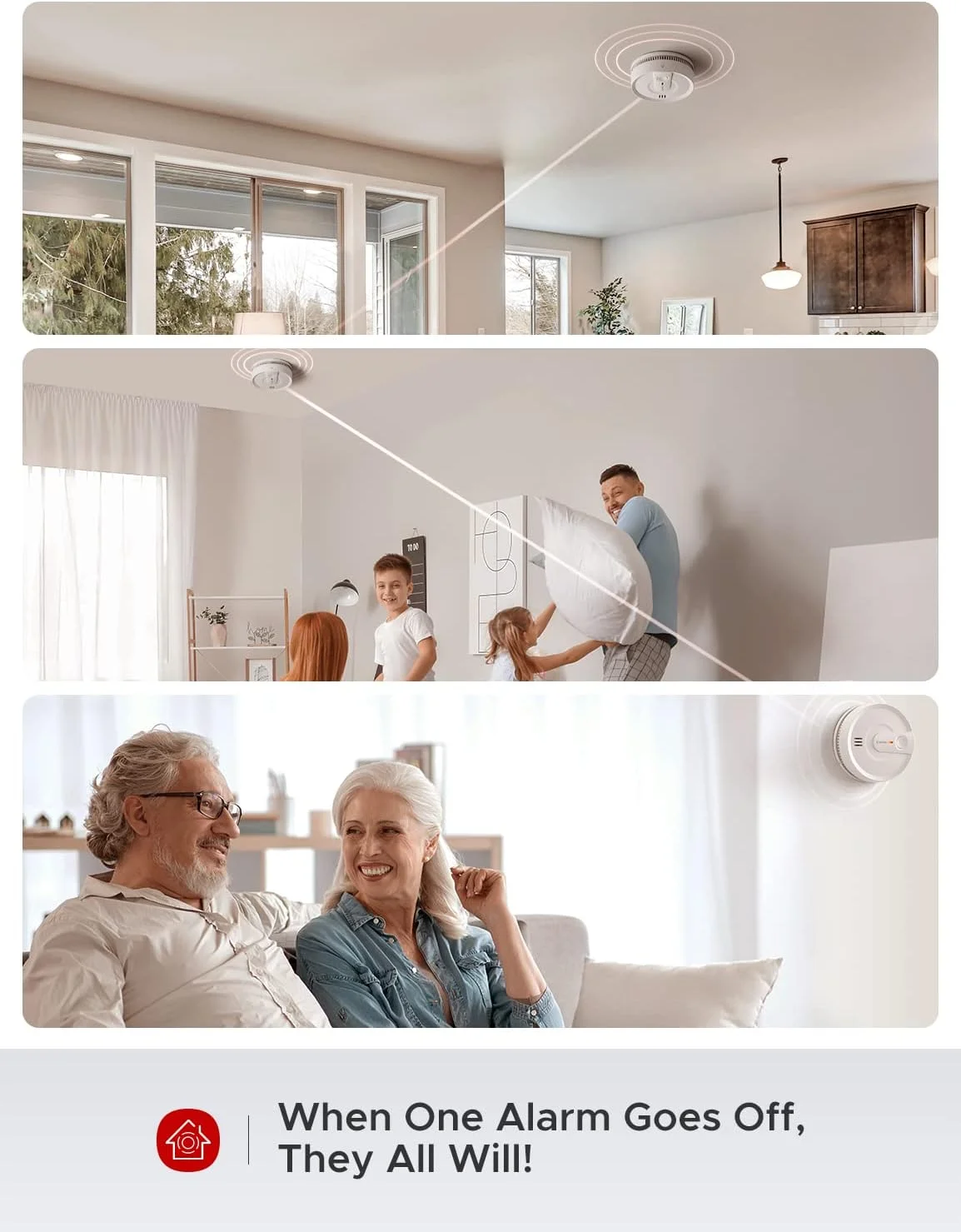 آشکارساز دود X-Sense، آلارم دود بی سیم متصل به هم با عمر باتری 10 ساله، آشکارساز دود بی سیم، SD20-W، بسته 3 عددی