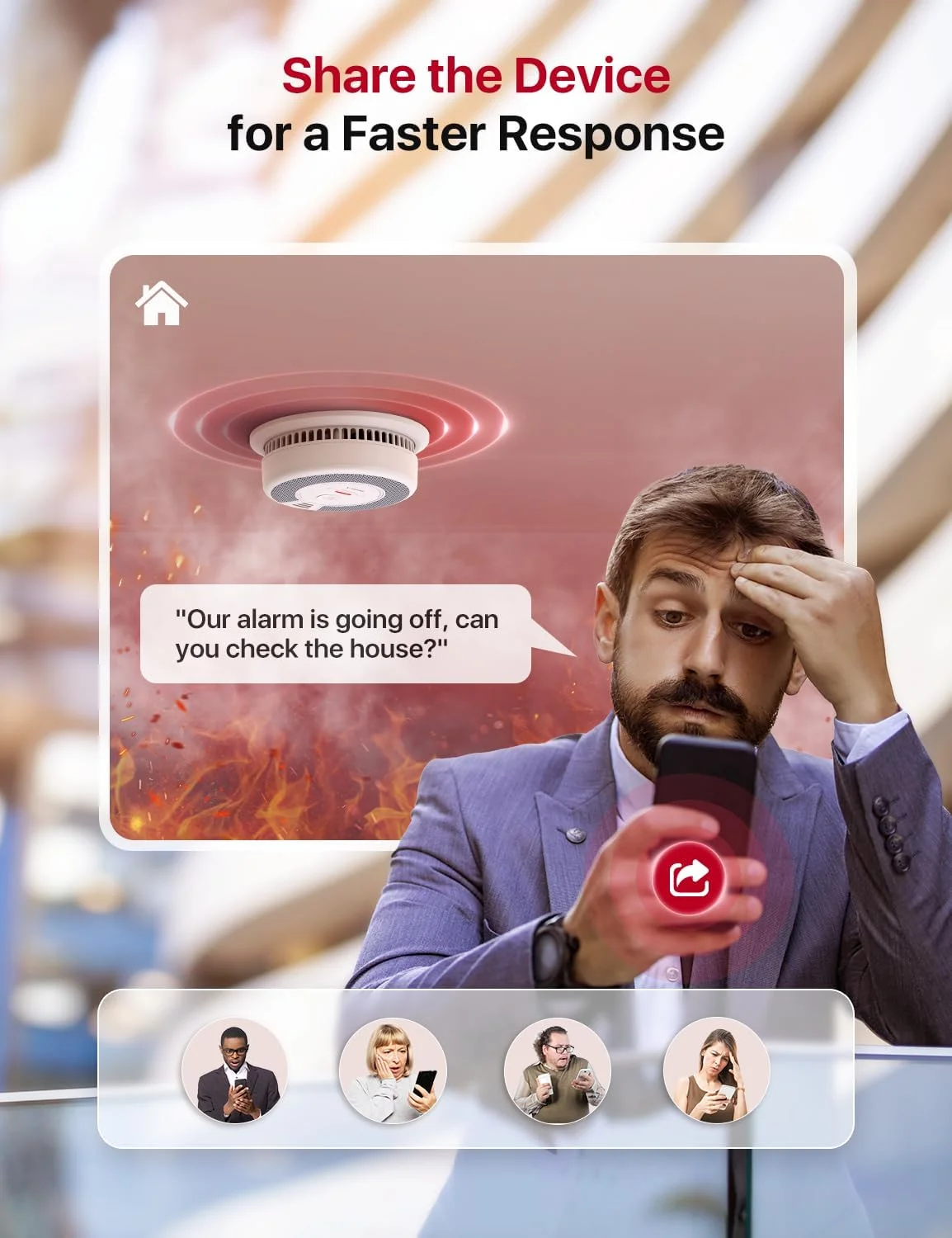 دستگاه ترکیبی تشخیص دود و مونوکسید کربن هوشمند X-Sense با اعلان برنامه بدون هزینه، دستگاه تشخیص دود و مونوکسید کربن با باتری قابل تعویض، مدل SC06-WX، تک عددی