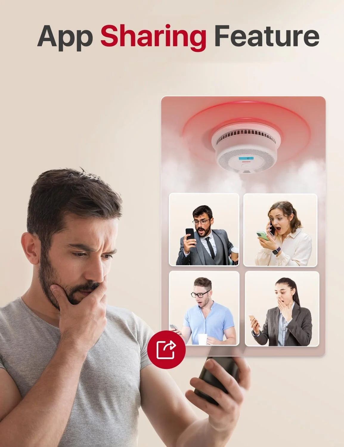 دتکتور دود هوشمند X-Sense، ترکیبی از دتکتور مونوکسید کربن با باتری قابل تعویض، دتکتور دود و مونوکسید کربن Wi-Fi با اعلان‌های برنامه در زمان واقعی، SC07-WX، بسته‌ی 3 عددی