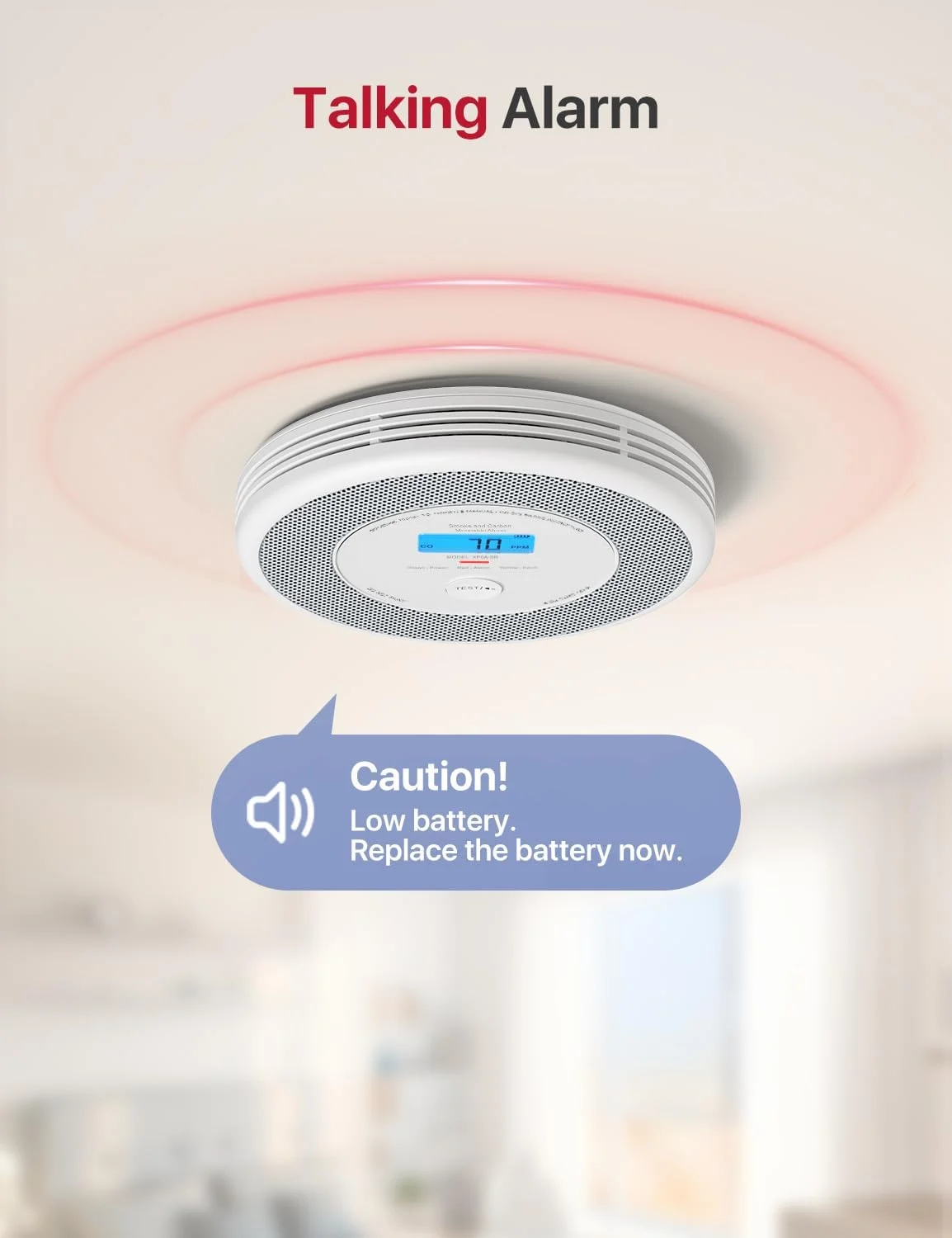 آشکارساز ترکیبی دود و مونوکسید کربن X-Sense با هشدارهای صوتی انگلیسی، آشکارساز دود برای خانه با باتری قابل تعویض، XP0A-SR، بسته 2 عددی