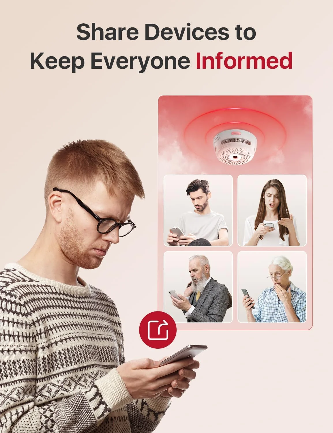 X-Sense Smart Smoke Detectors with SBS50 Base Station, Wi-Fi Smoke Alarm Compatible with X-Sense Home Security App, Wireless Interconnected Mini Fire Alarm, Model FS51