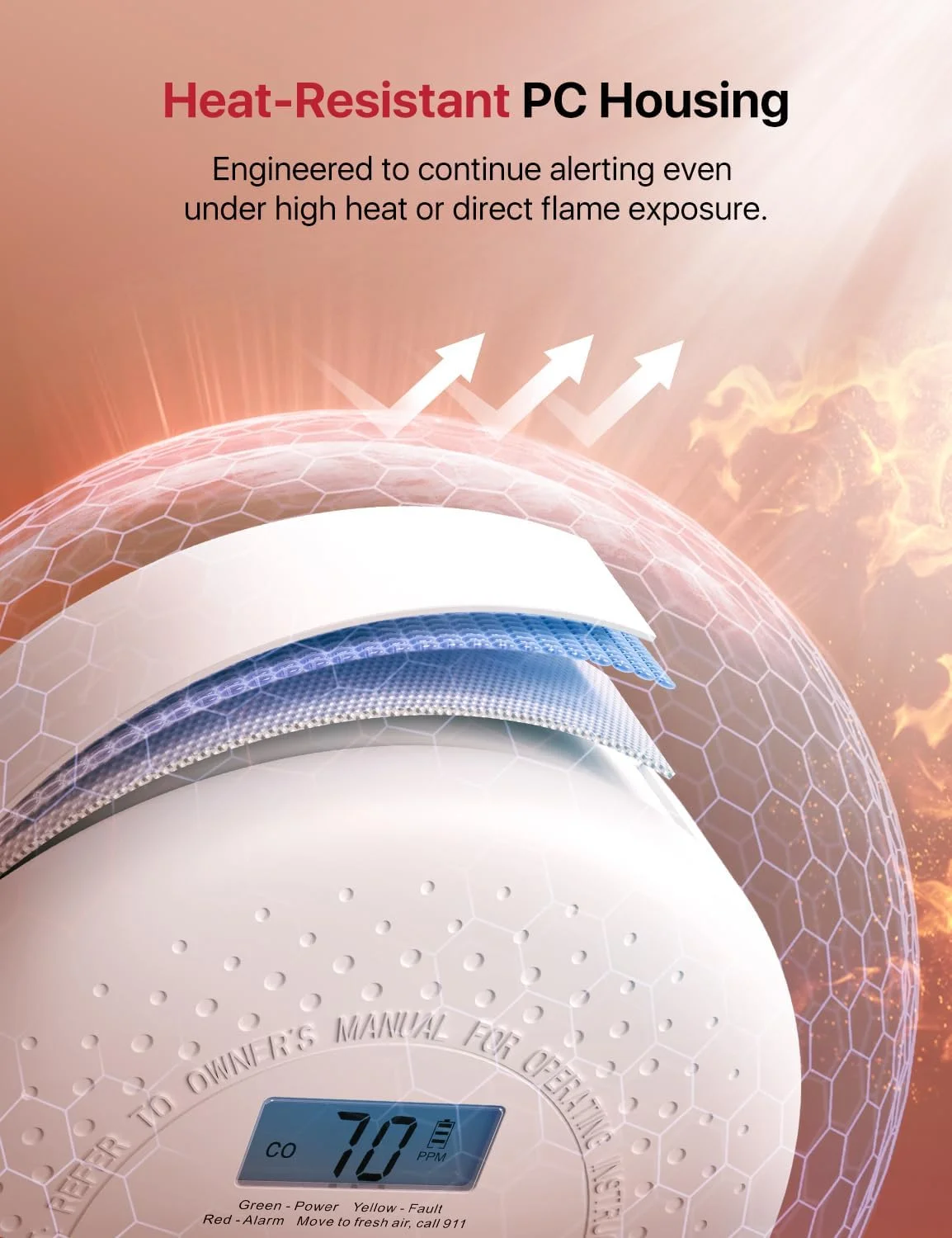 X-Sense Smoke Detector Carbon Monoxide Detector Combo, 10-Year Battery Smoke Detector with Display, Standalone Model SC01, Single Pack