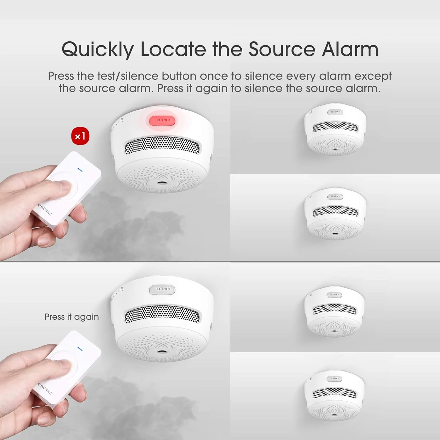 ریموت کنترل X-Sense مدل RC01 Pro برای دتکتورهای بی‌سیم دود و مونوکسید کربن X-Sense Link+ (تک عددی)