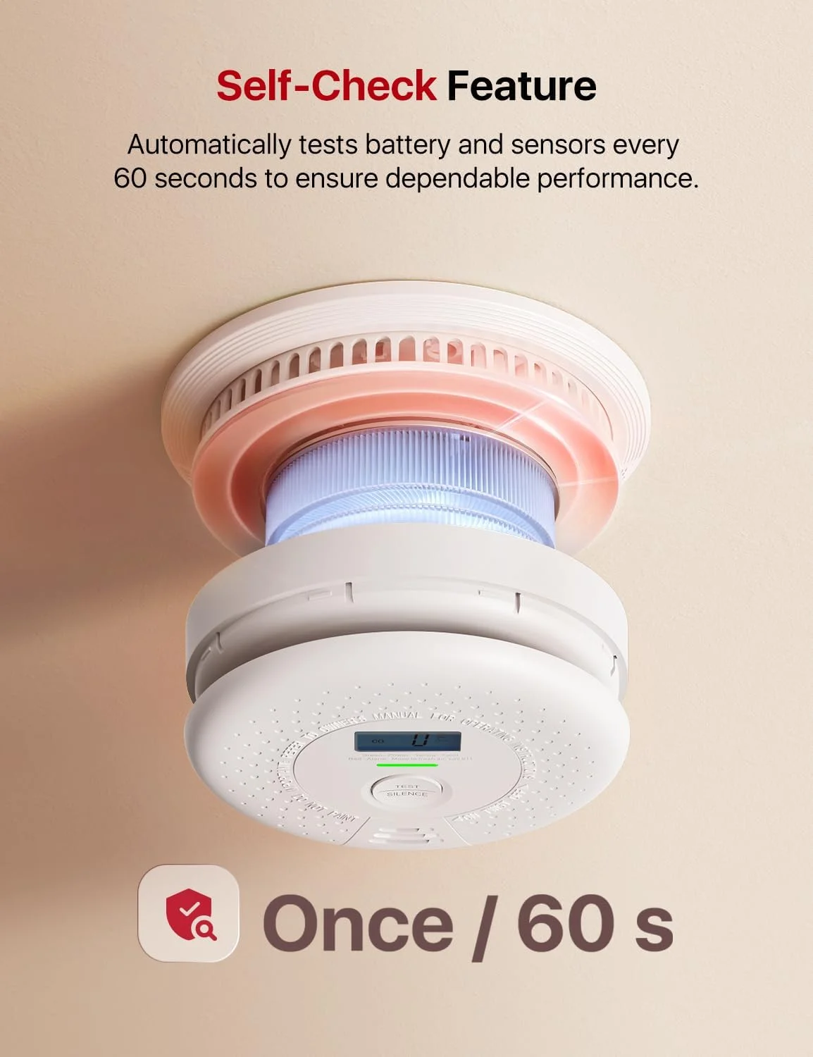 X-Sense Smoke Detector Carbon Monoxide Detector Combo, 10-Year Battery Smoke Detector with Display, Standalone Model SC01, Single Pack