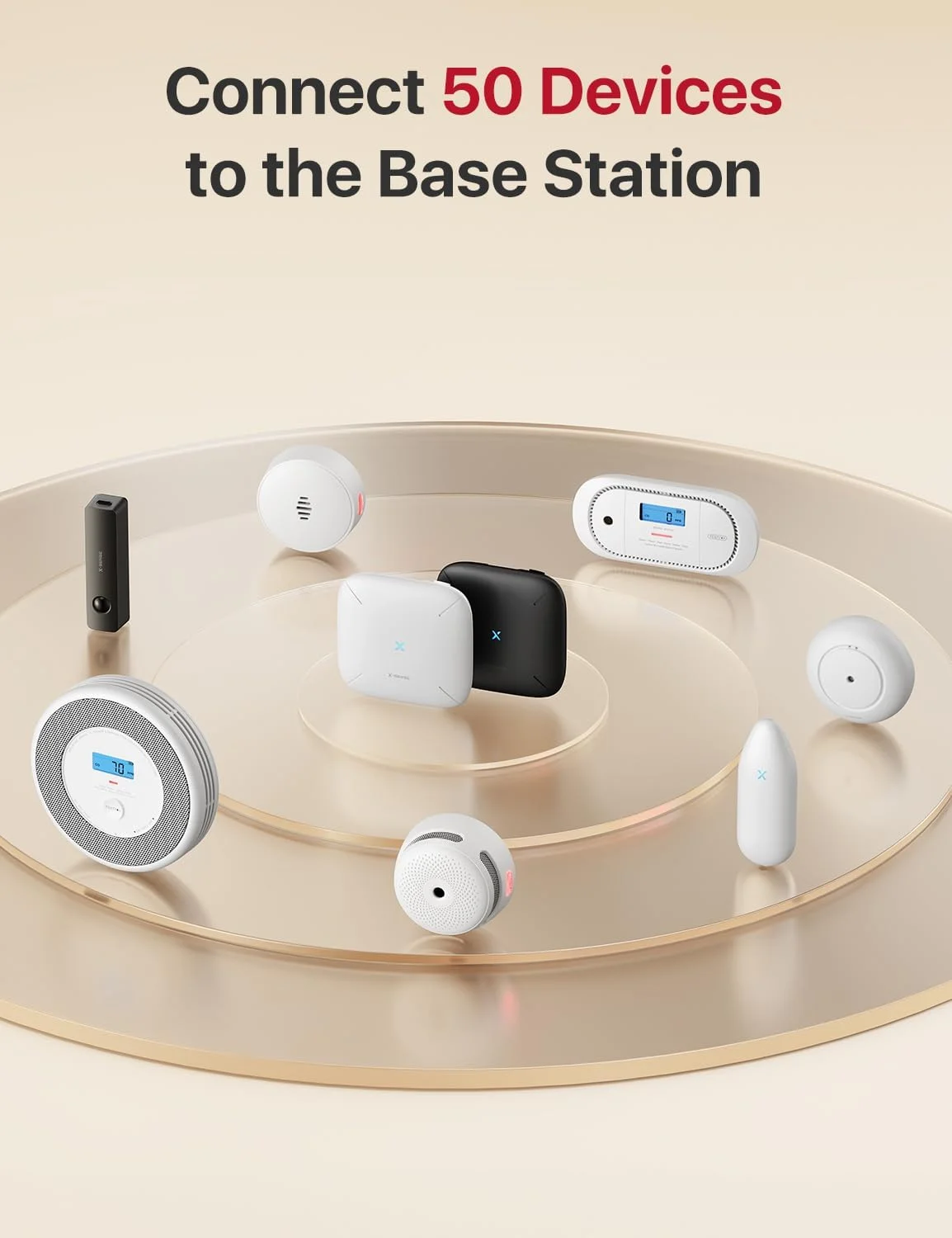 X-Sense Smart Smoke Detectors with SBS50 Base Station, Wi-Fi Smoke Alarm Compatible with X-Sense Home Security App, Wireless Interconnected Mini Fire Alarm, Model FS51