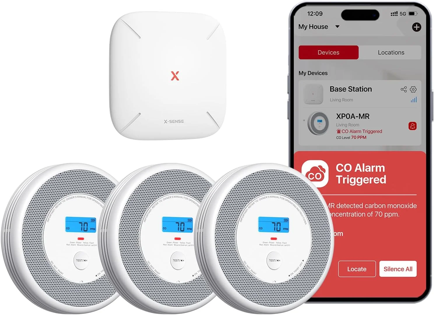 دتکتور ترکیبی دود و مونوکسید کربن X-Sense با اعلام صوتی محل، دتکتور دود به هم پیوسته، ترکیب دتکتور مونوکسید کربن با ایستگاه پایه (شامل)، مدل XP0A-MR31 دتکتور ترکیبی دود و مونوکسید کربن X-Sense با اعلام صوتی محل، دتکتور دود به هم پیوسته، ترکیب دتکتور مونوکسید کربن با ایستگاه پایه (شامل)، مدل XP0A-MR31