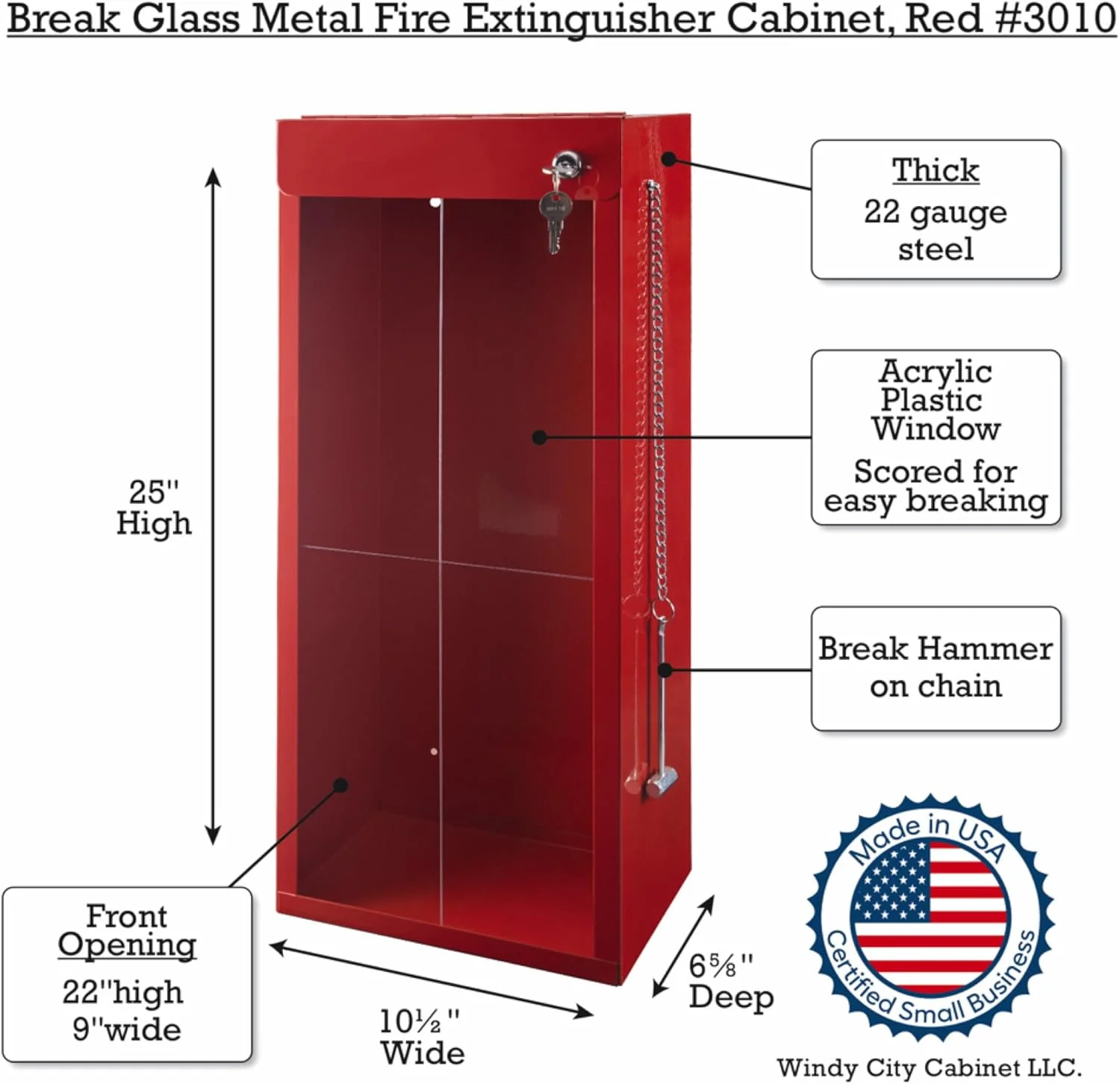Windy City Cabinet Fire Extinguisher | Wall & Surface Mount Steel | Holds 5 Pound and 10 Pound | No Door with Break Glass Version, Red | Fire Extinguisher Not Included Windy City Cabinet Fire Extinguisher | Wall & Surface Mount Steel | Holds 5 Pound and 10 Pound | No Door with Break Glass Version, Red | Fire Extinguisher Not Included