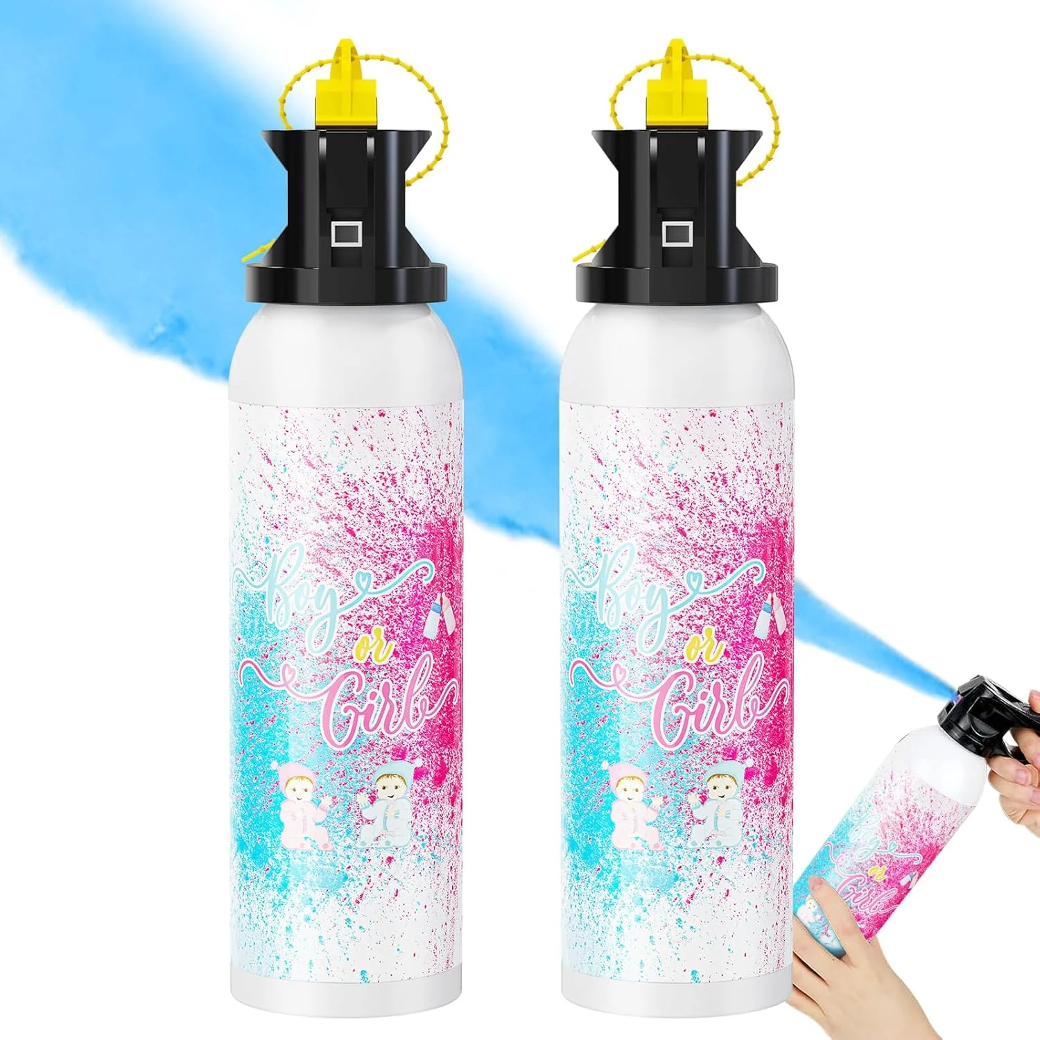 خاموش کننده های رنگی بزرگ تعیین جنسیت ورک کیپ: 2 عدد بلستر آبی فقط برای نوزاد پسر با دود آبی مناسب برای تزئینات جشن تعیین جنسیت (آبی)