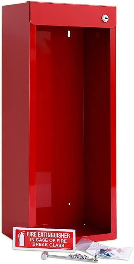 Windy City Cabinet Fire Extinguisher | Wall & Surface Mount Steel | Holds 5 Pound and 10 Pound | No Door with Break Glass Version, Red | Fire Extinguisher Not Included Windy City Cabinet Fire Extinguisher | Wall & Surface Mount Steel | Holds 5 Pound and 10 Pound | No Door with Break Glass Version, Red | Fire Extinguisher Not Included