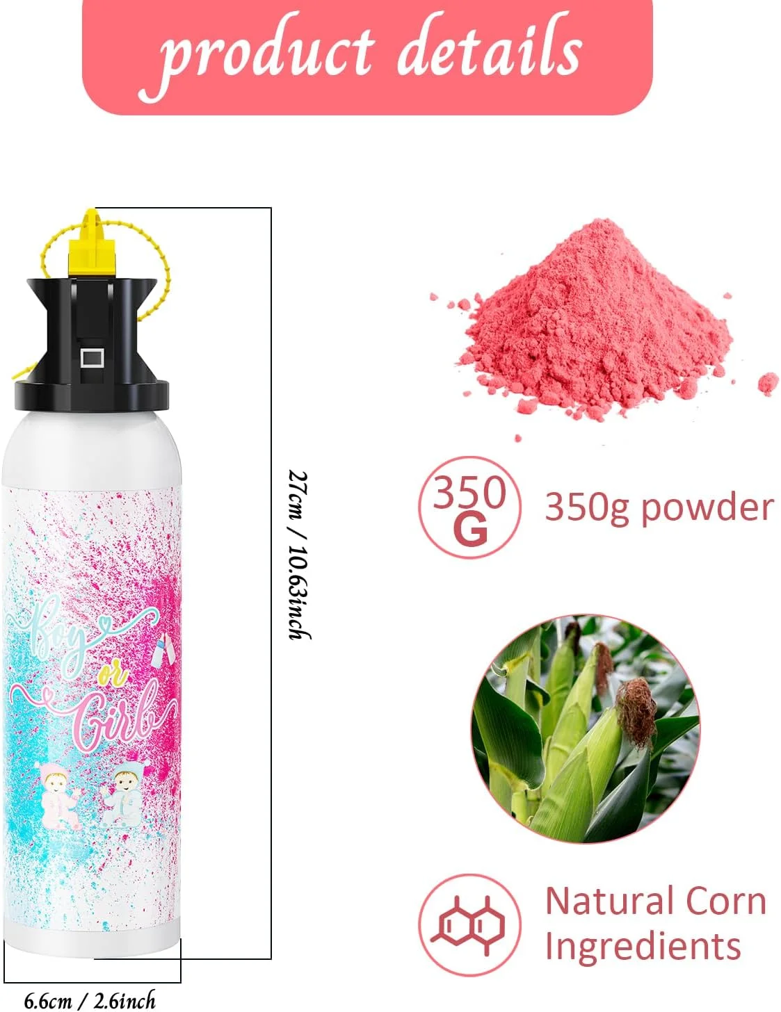 خاموش کننده رنگی بزرگ تعیین جنسیت ورککیپ: 2 عدد بلستر صورتی فقط برای نوزاد دختر با دود صورتی مناسب برای تزئین جشن تعیین جنسیت (صورتی) خاموش کننده رنگی بزرگ تعیین جنسیت ورککیپ: 2 عدد بلستر صورتی فقط برای نوزاد دختر با دود صورتی مناسب برای تزئین جشن تعیین جنسیت (صورتی)