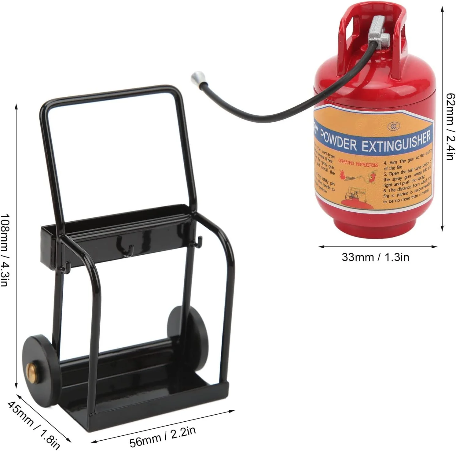 ست ترولی ابزار و کپسول آتش نشانی RC وکرز، طراحی زیبا، سازگار با محیط زیست، شبیه سازی شده برای ماشین های آرسی یونیورسال 1/10