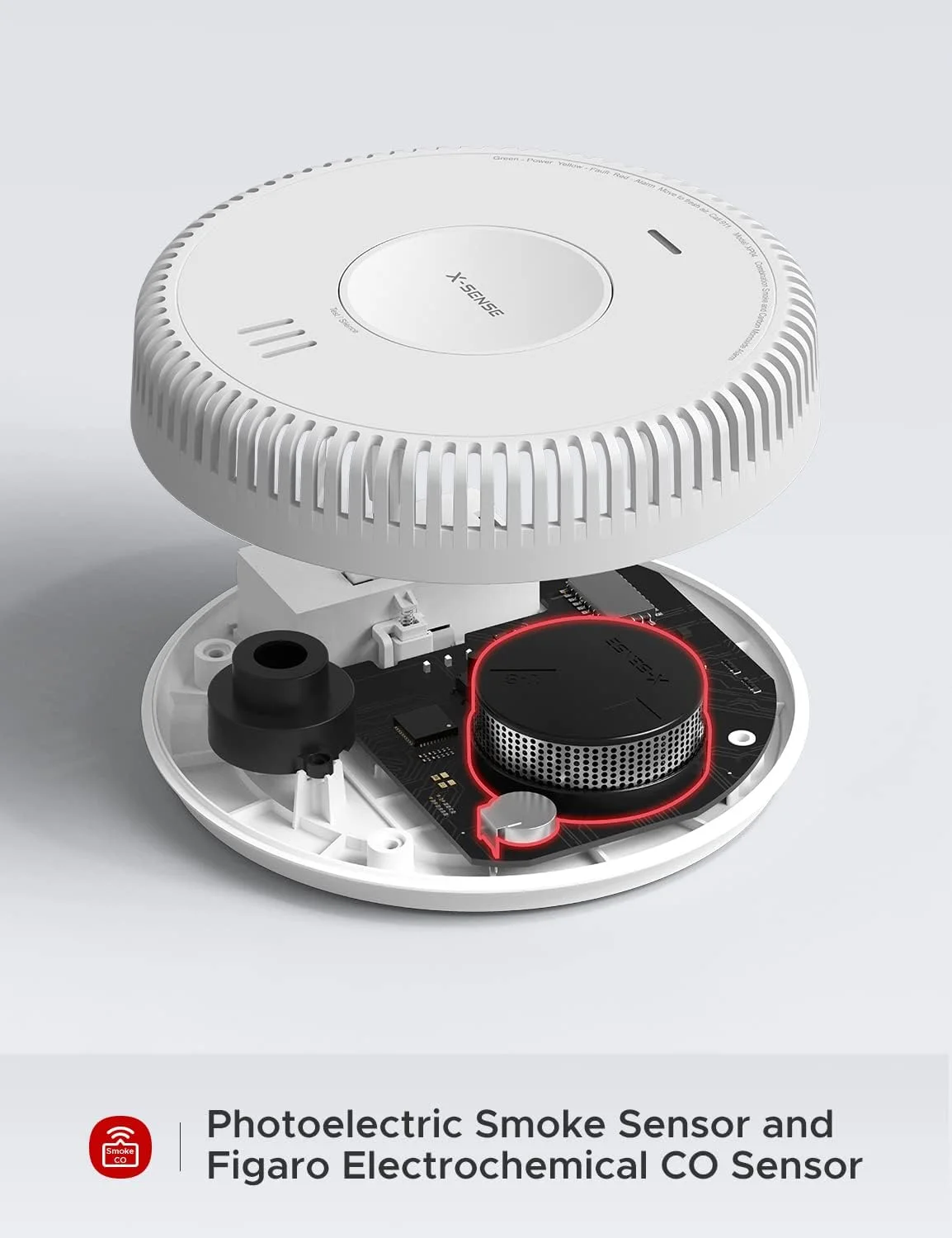دتکتور ترکیبی دود و مونوکسید کربن سیمی X-Sense، آلارم دتکتور دود و CO سیمی متصل به هم با باتری پشتیبان قابل تعویض، XP04 (بسته 3 عددی)