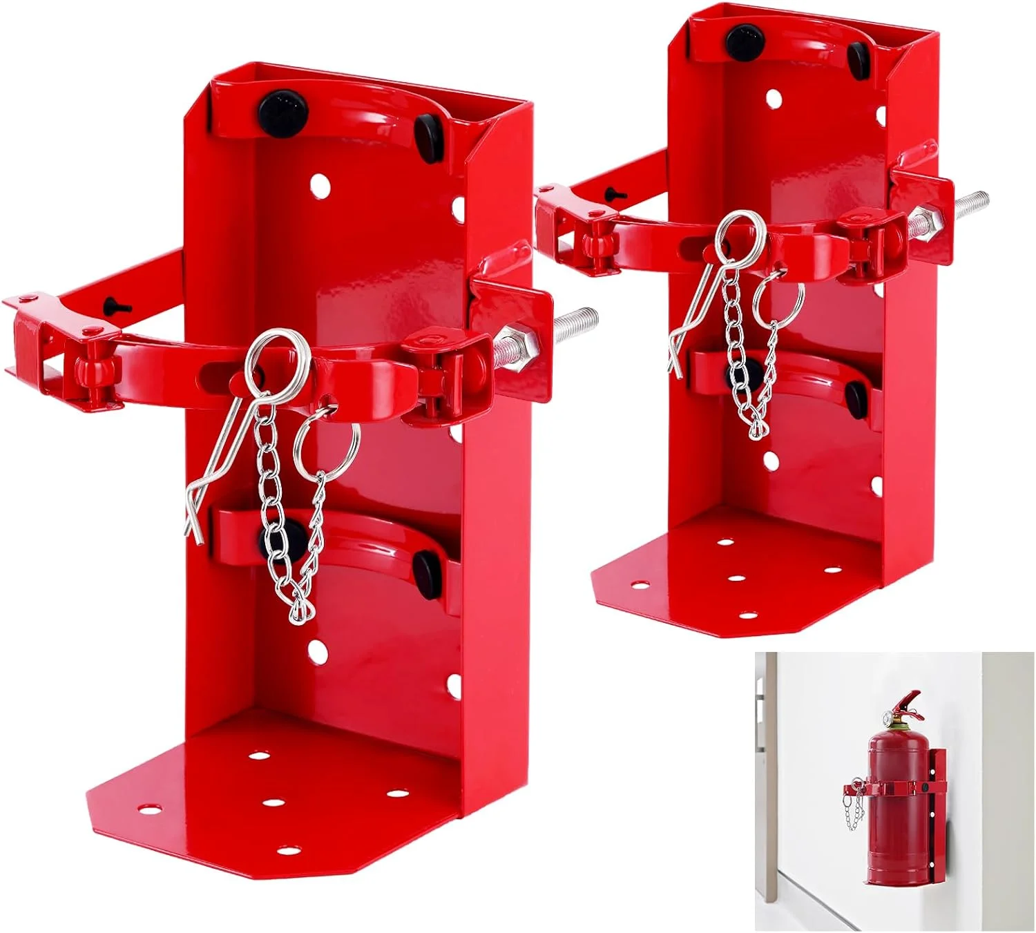 نگهدارنده کپسول آتش نشانی TOGJNDLL برای کپسول های 4.5 کیلوگرمی، استیل ضد زنگ، 2 عدد، قرمز