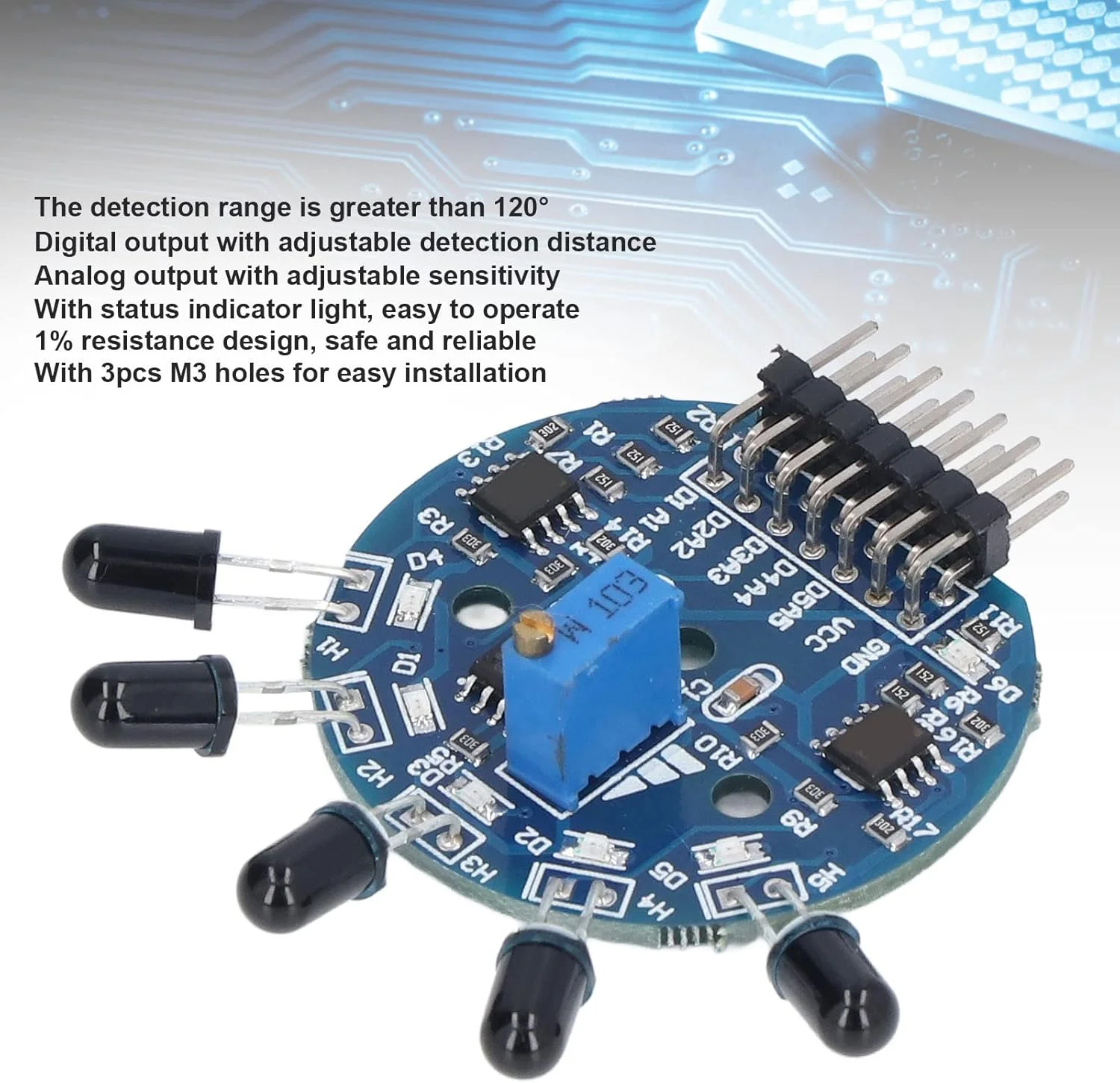 ماژول سنسور شعله 5 طرفه 3.3V-9V خروجی آنالوگ دیجیتال ماژول سنسور خاموش کننده آتش
