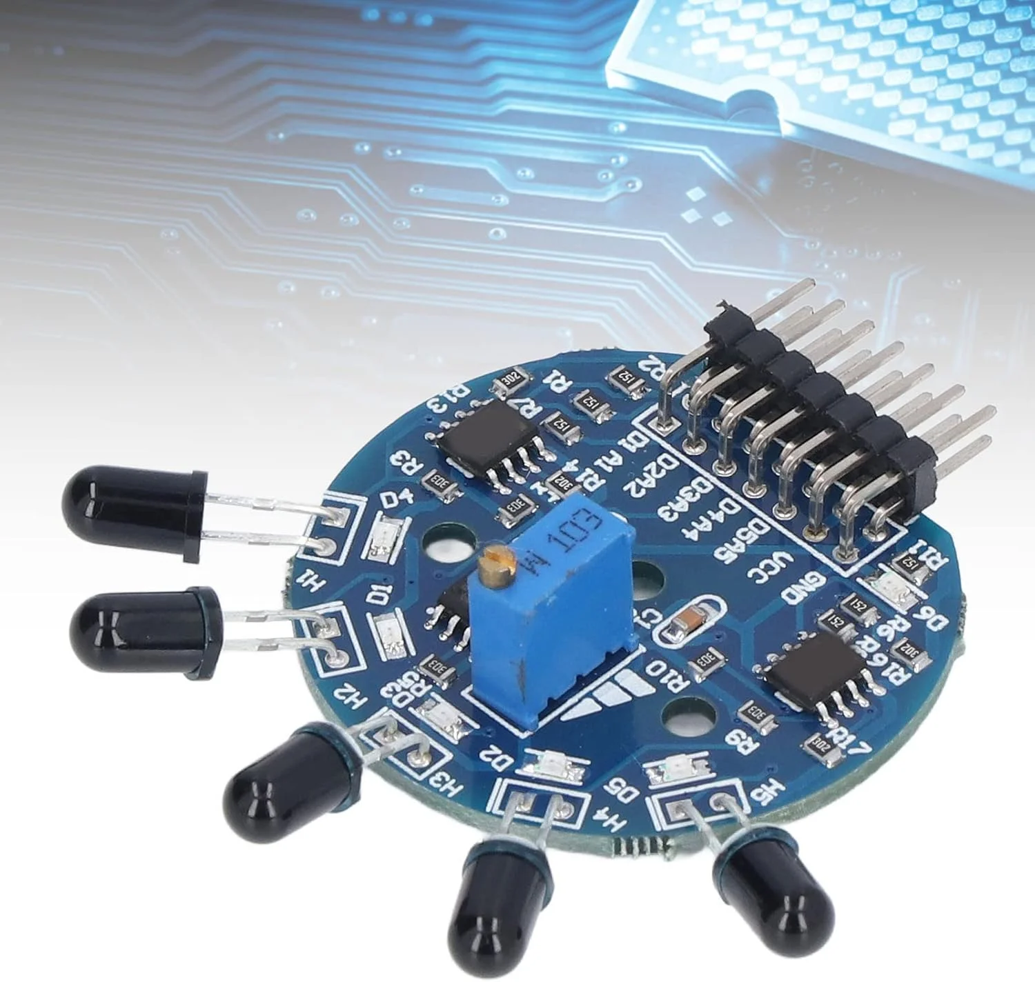 ماژول حسگر شعله 5 طرفه، ماژول حسگر آتش خاموش کن با مقاومت 1% و حساسیت بالا، لحیم کاری SMT با نشانگر وضعیت برای ربات صنعتی