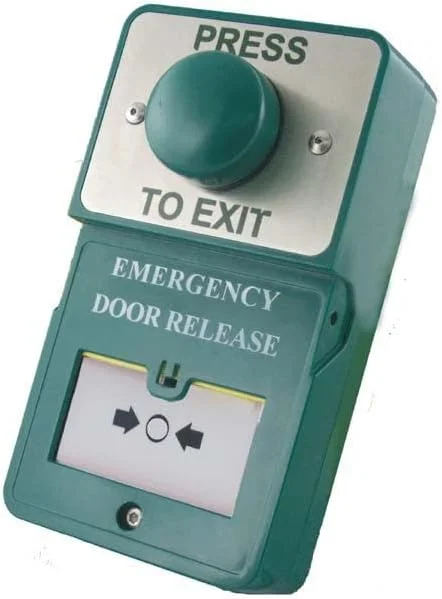 واحد ترکیبی دوگانه RGL DU-GB/PTE - دکمه خروج فشاری سبز و دکمه رهاسازی اضطراری درب (نقطه تماس) با پنجره پلاستیکی قابل تنظیم مجدد