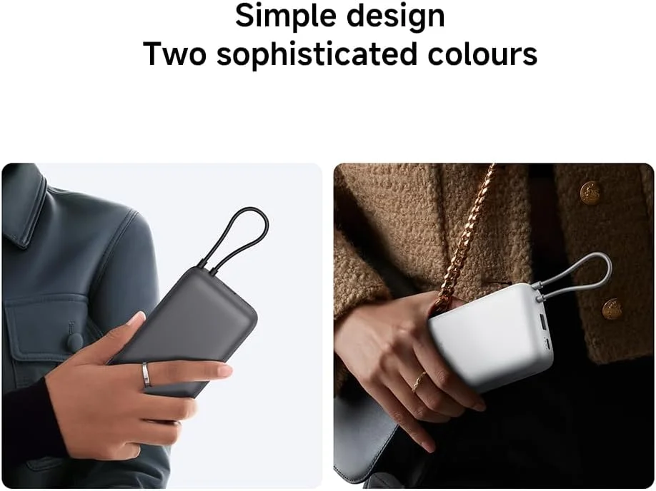 پاوربانک 20000 میلی آمپر ساعتی شیائومی 22.5 واتی (کابل یکپارچه) خاکستری روشن