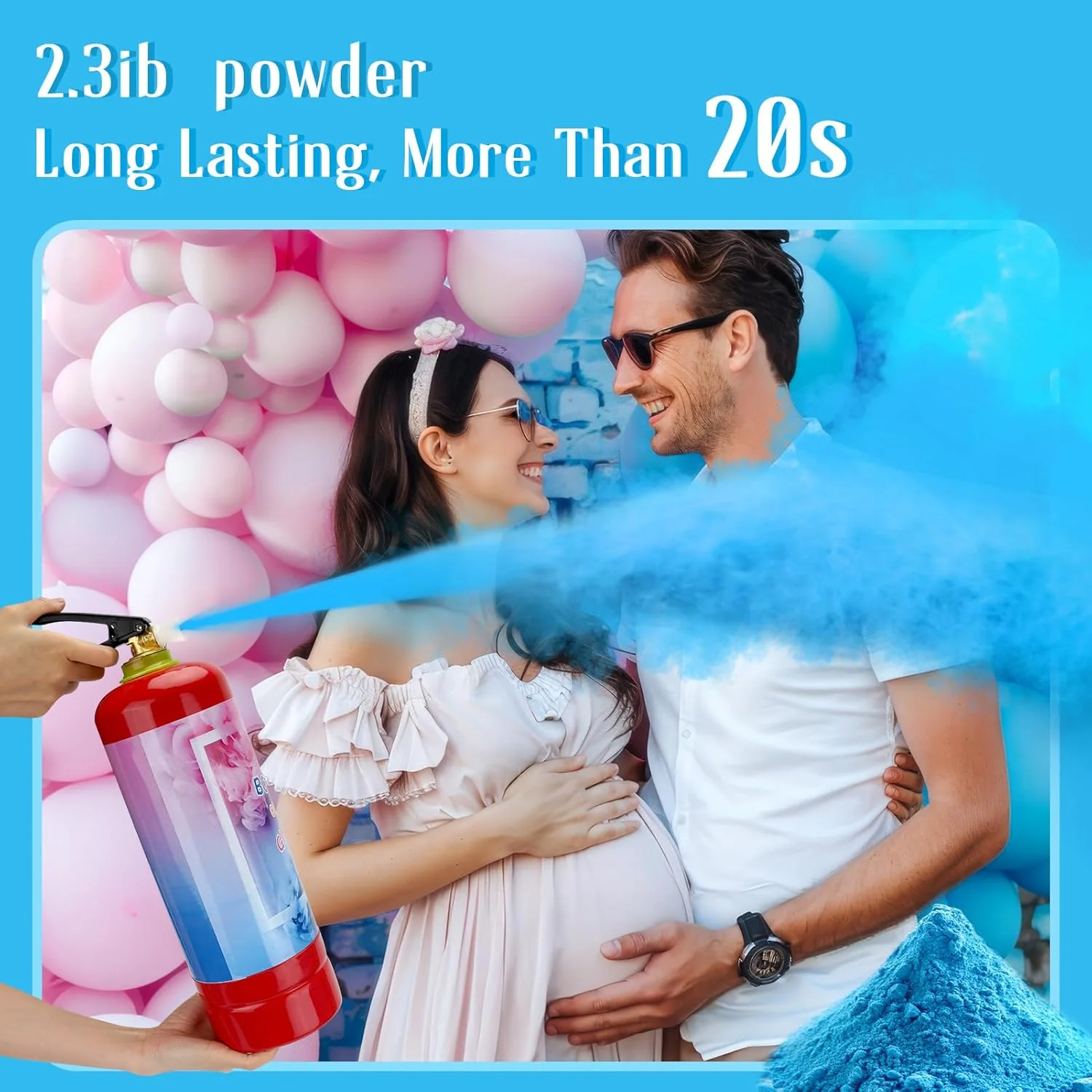 خاموش کننده آتش غول پیکر تعیین جنسیت QIYVLOS، 2 عددی، ایده های تعیین جنسیت، ایده های مهمانی تعیین جنسیت نوزاد پسر برای تزئینات تعیین جنسیت با 2.3 پوند پودر (آبی)