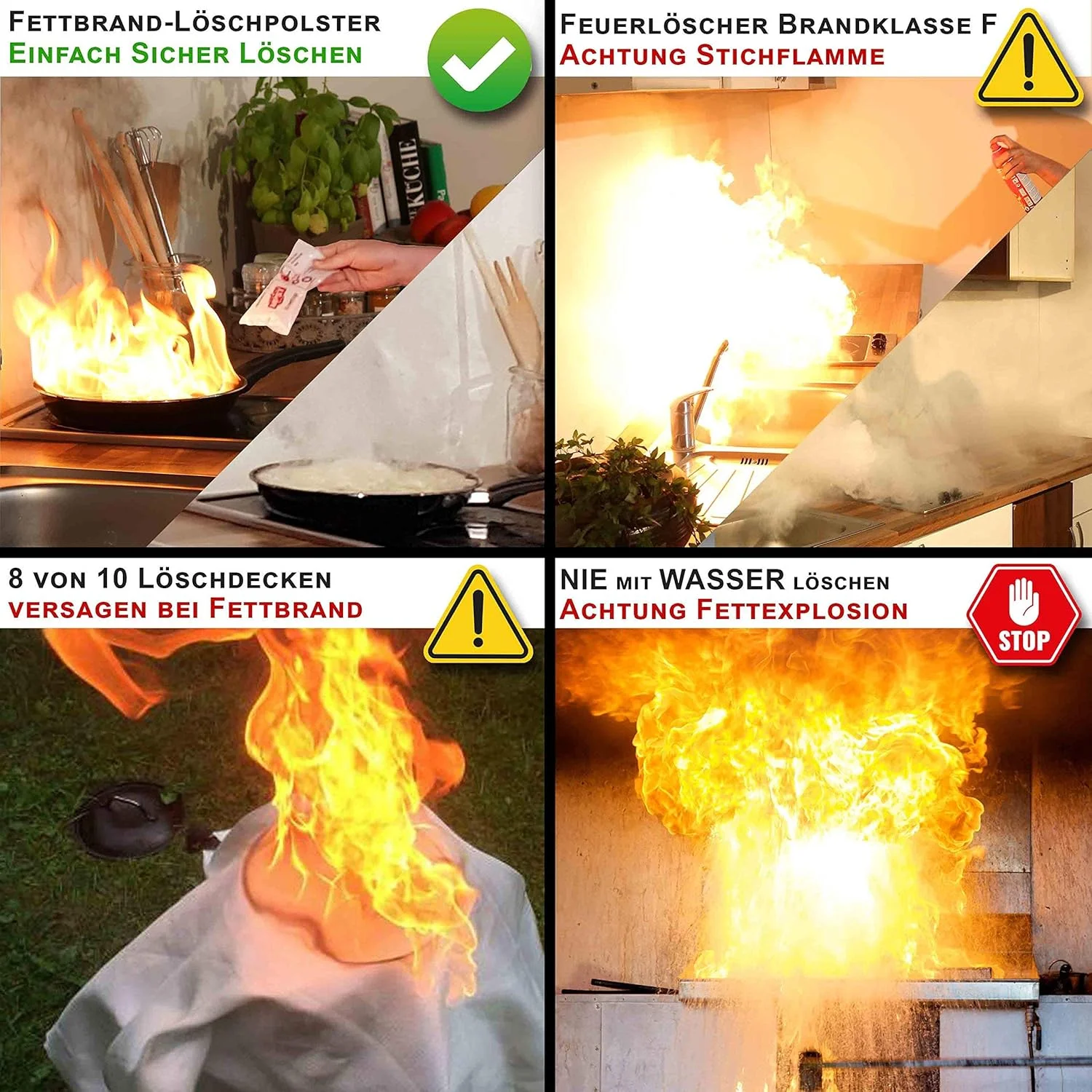 بسته 3 عددی پدهای خاموش کننده آتش چربی کلاس F – پدهای خاموش کننده آتش چربی MPST – محصول جدید برای آتش سوزی های چربی در تابه، قابلمه، سرخ کن عمیق در خانه، آشپزخانه – توصیه حفاظت در برابر آتش