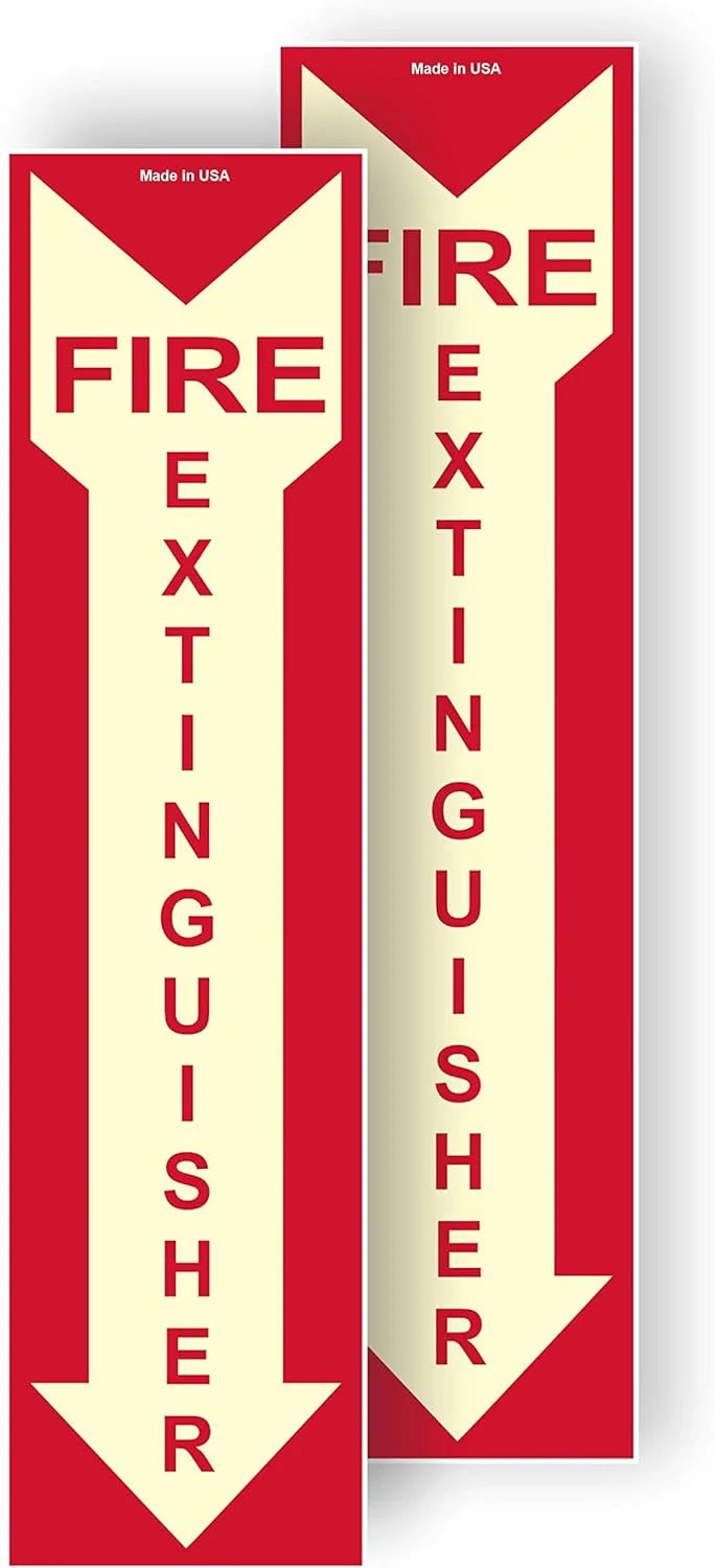 تابلو آتش نشانی شب نما NightBright USA / بسته 2 عددی / جوهرهای UV روی آلومینیوم. مقاوم در برابر حرارت | مقاوم در برابر سرما | ضد آب. ساخت آمریکا