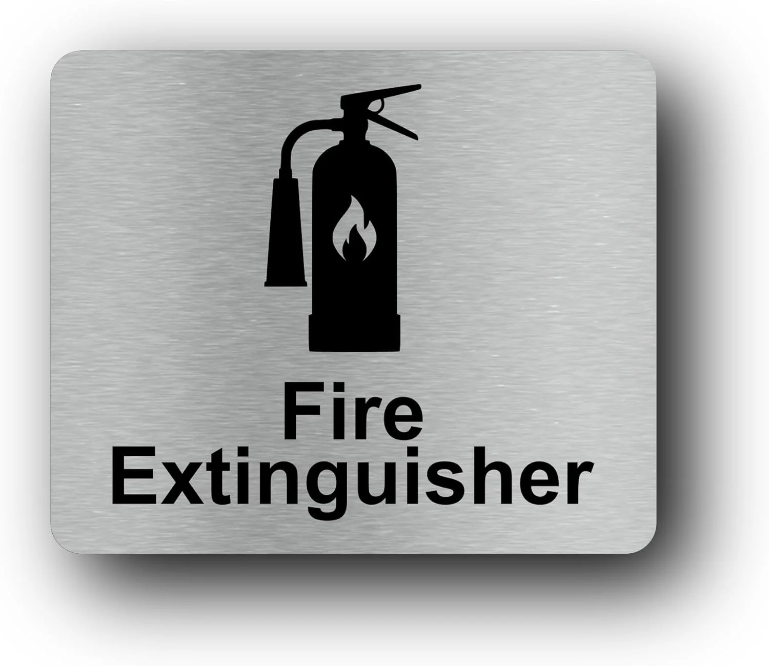 برچسب علامت کپسول آتش نشانی OriginDesigned، نقره ای متالیک حکاکی شده مشکی با نماد و متن جهانی (اندازه 12cm x 10cm)