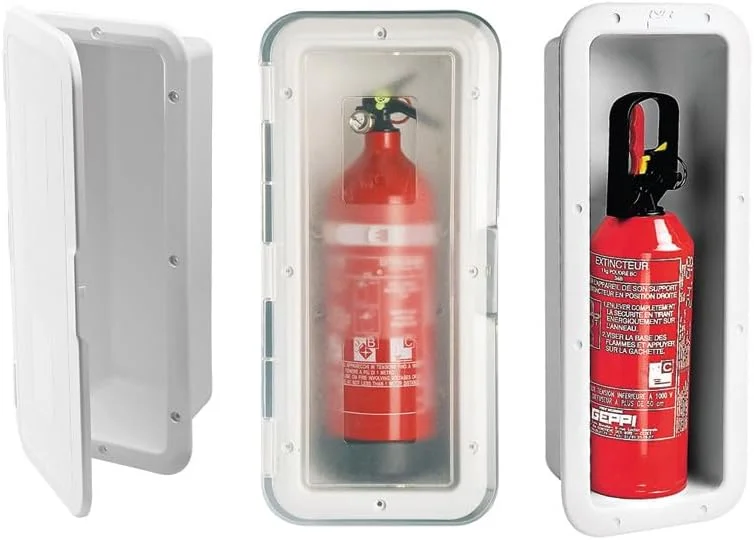 محفظه نگهداری کپسول آتش نشانی نووآ راده مدل 196461، سفید رنگ، مناسب کپسول 2 پوندی، به همراه درب