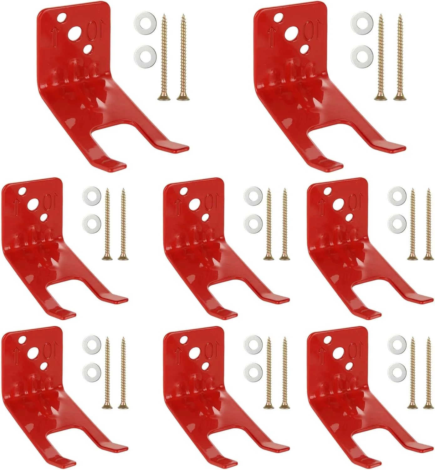 پایه نگهدارنده آتش نشانی یونیورسال MUXHEL، بسته 8 عددی، براکت آتش نشانی مدل چنگالی برای کپسول های 2.2 تا 5.9 کیلوگرمی، هولدر آتش نشانی قرمز رنگ برای تمامی کپسول های دارای شیار بدنه ولو