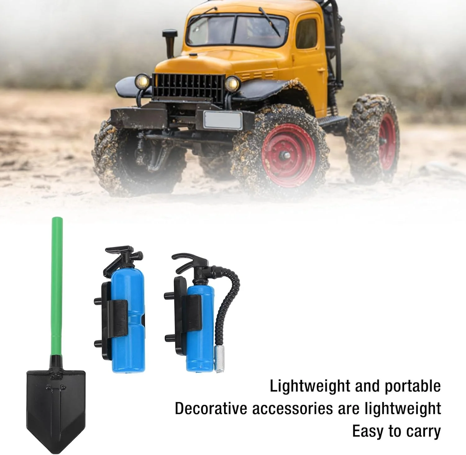 بیل و خاموش کننده آتش نشانی اسباب بازی Nurnesy RC، بیل نظامی شبیه سازی شده، خراشنده خزنده برای ماشین صخره نوردی، استارتر اضطراری، شمع خاموش کننده آتش