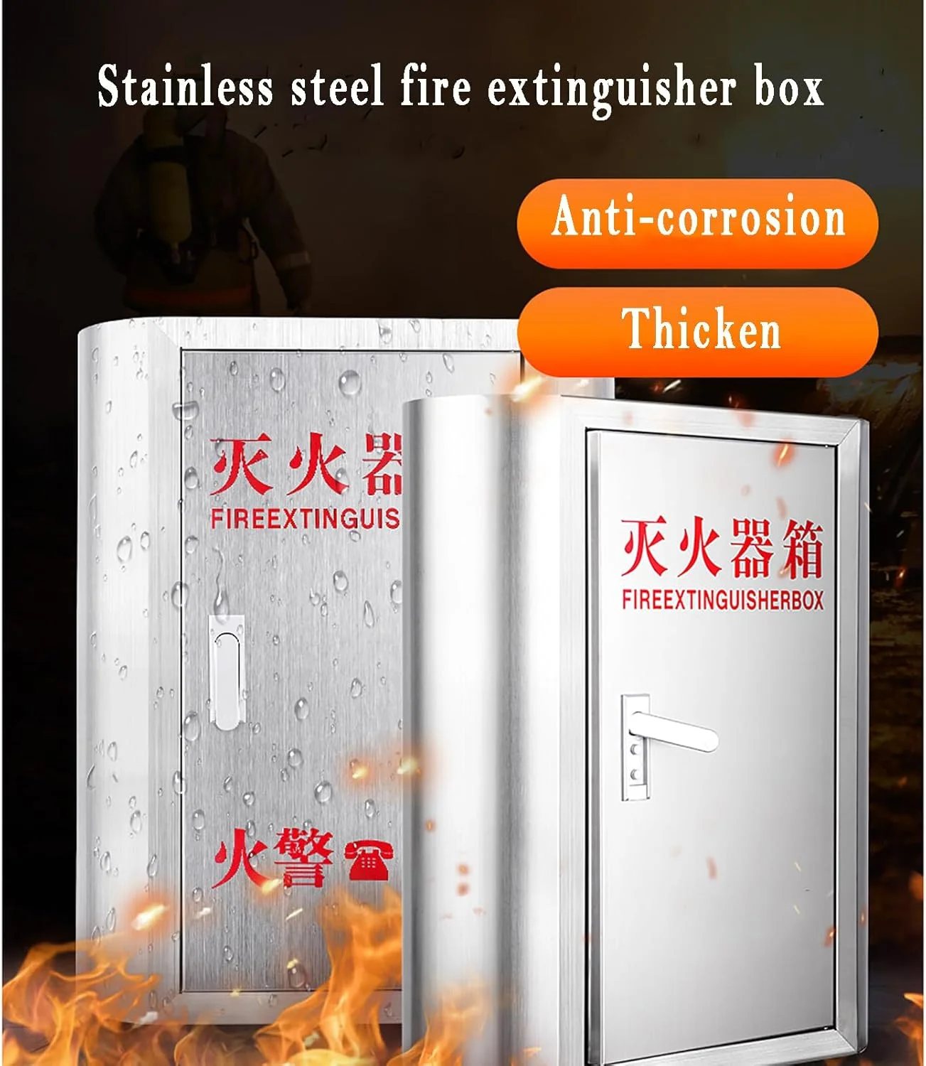 کابینت نگهداری کپسول آتش نشانی MObyat، جعبه کپسول آتش نشانی استیل ضد زنگ 304 با ضخامت 0.8 میلی متر، زیبا، محکم، بادوام و ضد خوردگی، قابلیت نگهداری 2 کپسول آتش نشانی 5 کیلوگرمی کابینت نگهداری کپسول آتش نشانی MObyat، جعبه کپسول آتش نشانی استیل ضد زنگ 304 با ضخامت 0.8 میلی متر، زیبا، محکم، بادوام و ضد خوردگی، قابلیت نگهداری 2 کپسول آتش نشانی 5 کیلوگرمی