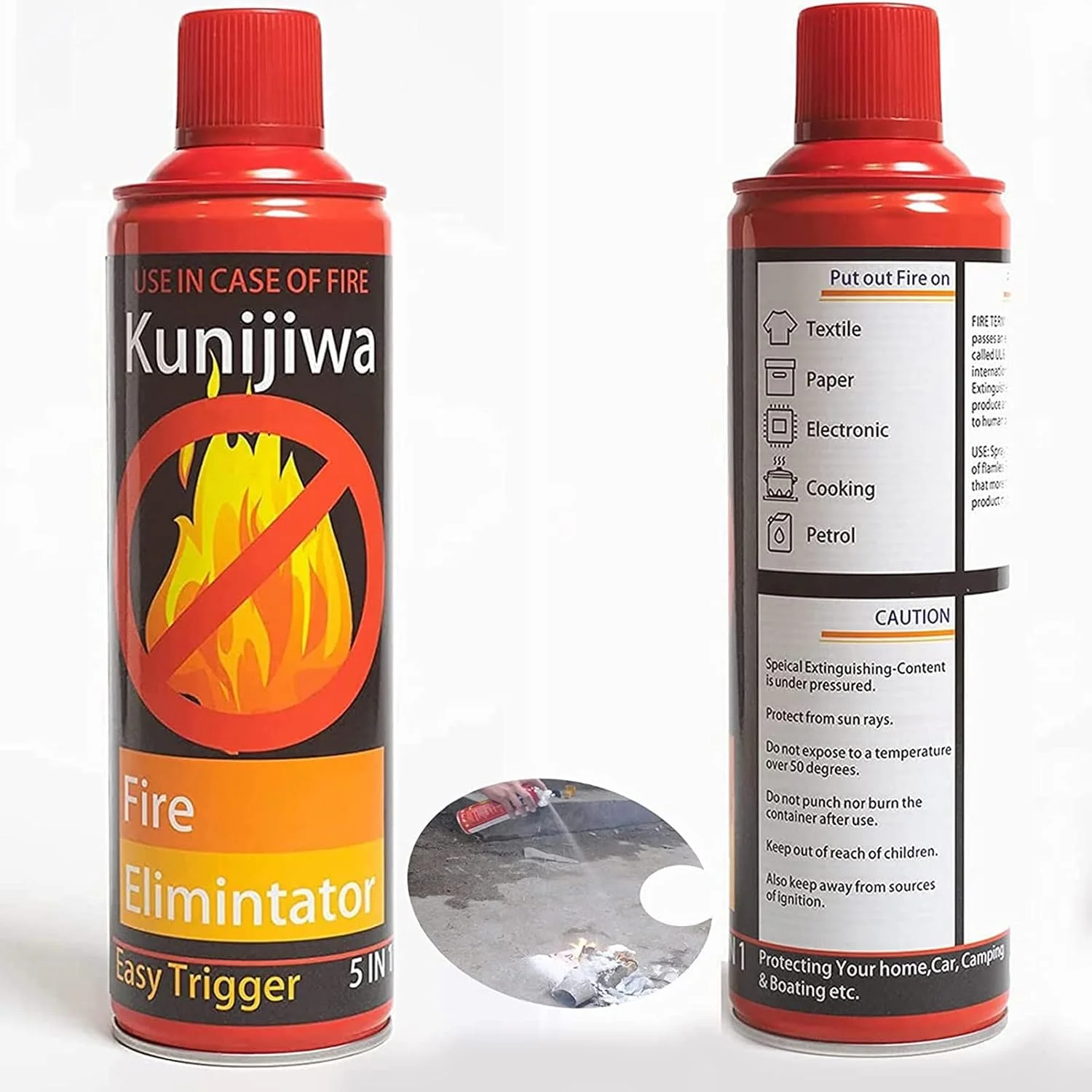 خاموش کننده آتش KUNIJIWA، اسپری آتش نشانی بر پایه آب، StaySafe 5-in-1 برای خانه، آشپزخانه، ماشین، گاراژ، قایق، مسافرت، حمل آسان، جلوگیری از اشتعال مجدد
