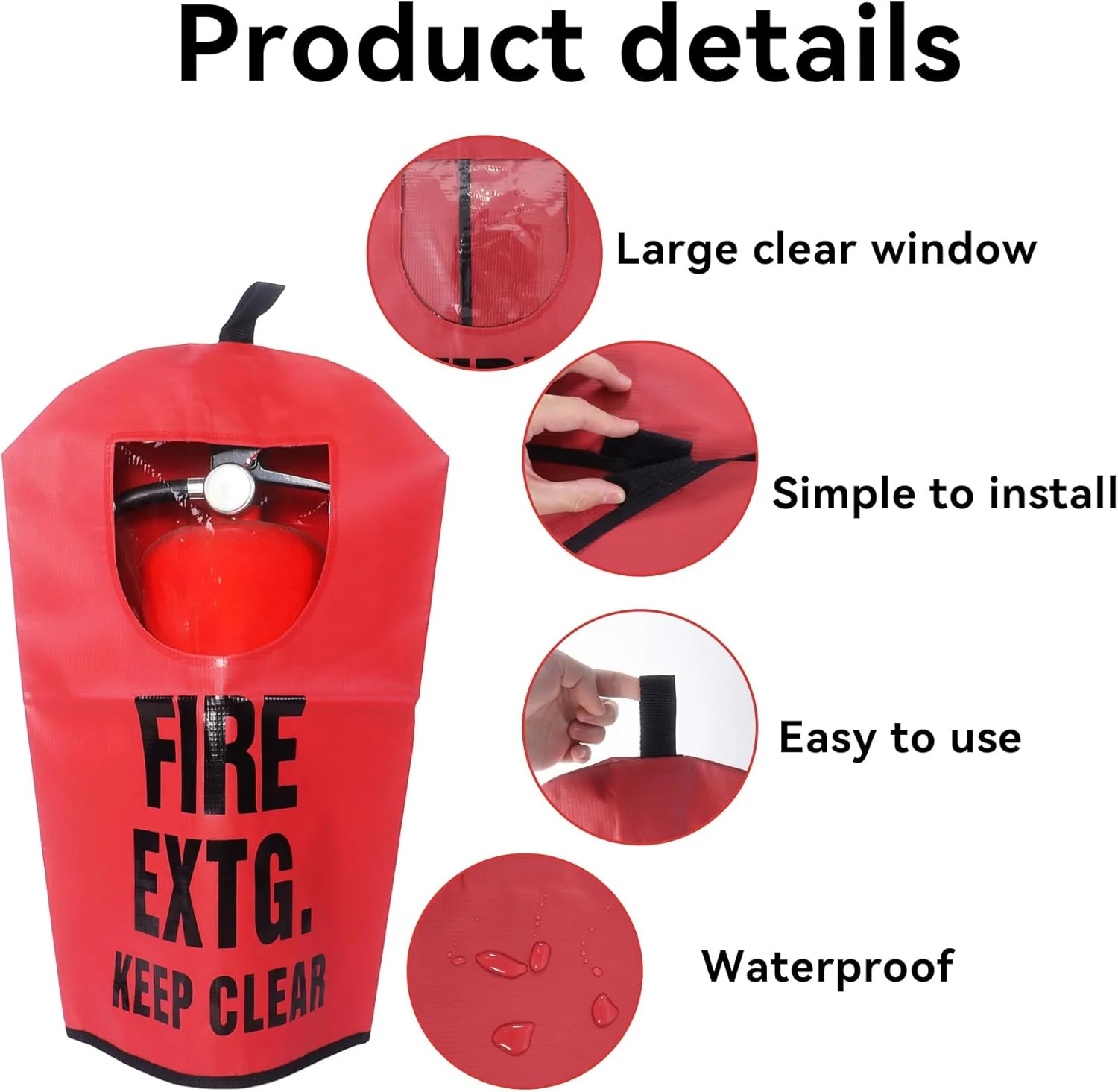 روکش کپسول آتش نشانی Klmnop، بسته 2 عددی، محافظ سنگین کپسول آتش نشانی با پنجره، مقاوم در برابر ساییدگی و خراش، اندازه 30x52 سانتی متر