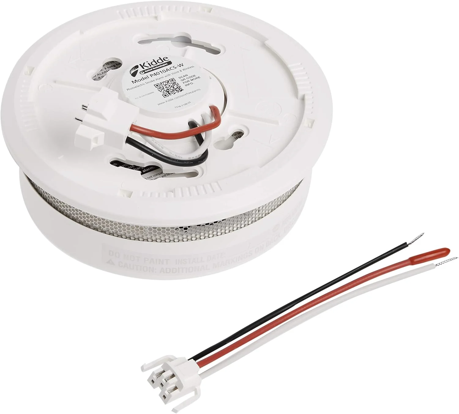 آشکارساز دود بی سیم Kidde، باتری 10 ساله، هشدارهای صوتی، حسگر فوتوالکتریک، آلارم دود بدون سیم، سفید آشکارساز دود بی سیم Kidde، باتری 10 ساله، هشدارهای صوتی، حسگر فوتوالکتریک، آلارم دود بدون سیم، سفید