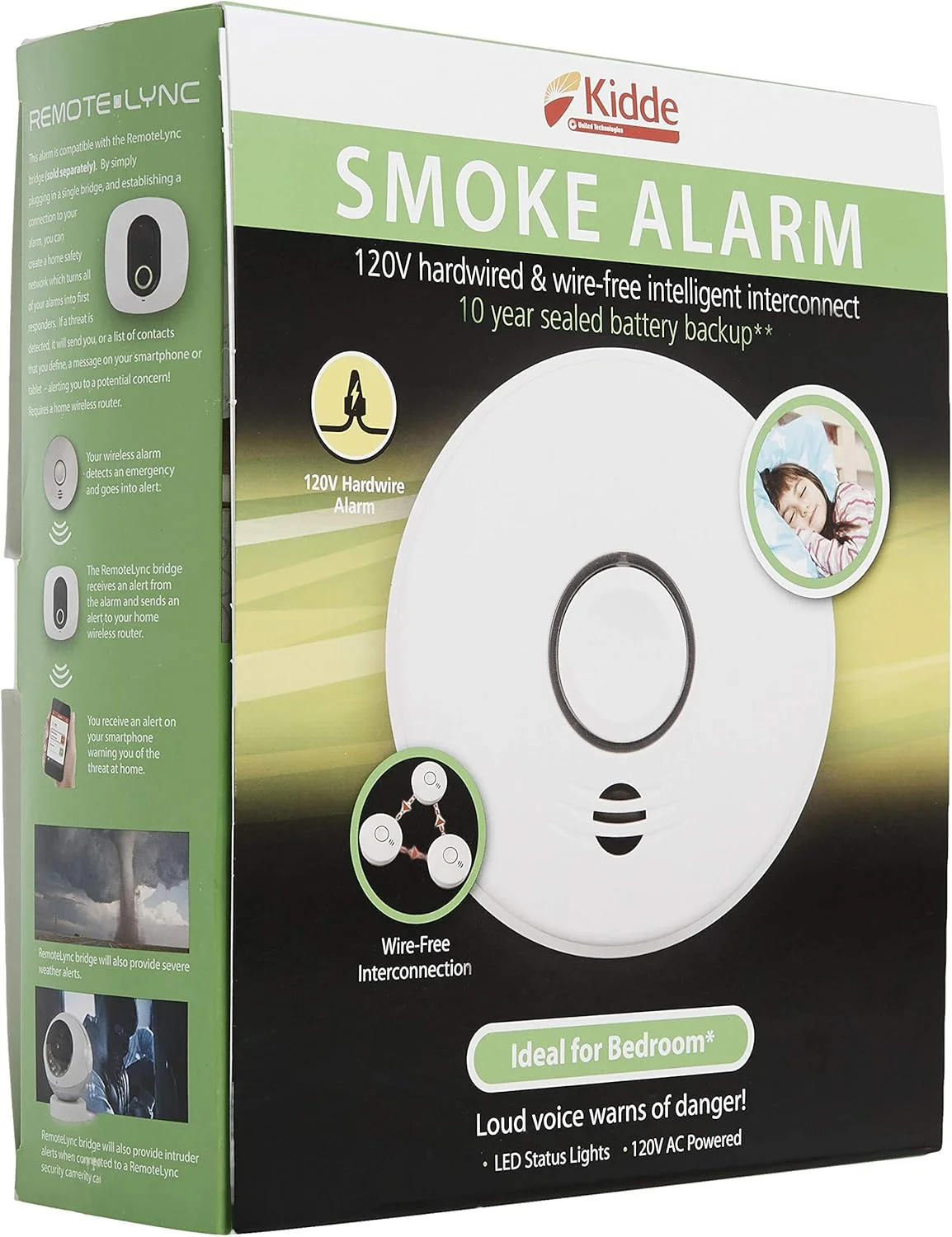 آشکارساز دود بی سیم Kidde، باتری 10 ساله، هشدارهای صوتی، حسگر فوتوالکتریک، آلارم دود بدون سیم، سفید آشکارساز دود بی سیم Kidde، باتری 10 ساله، هشدارهای صوتی، حسگر فوتوالکتریک، آلارم دود بدون سیم، سفید