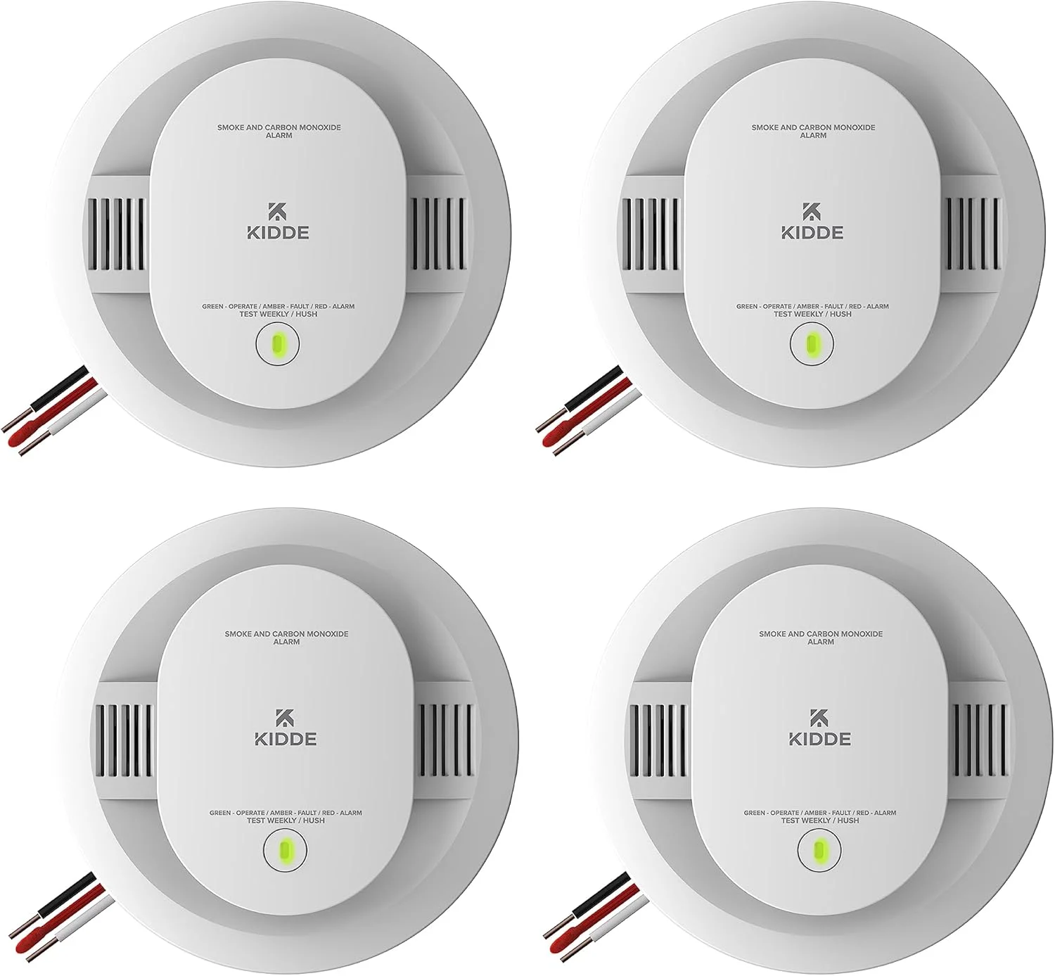 آشکارساز دود و مونوکسید کربن Kidde 900-CUAR-V، سفید، بسته 4 عددی