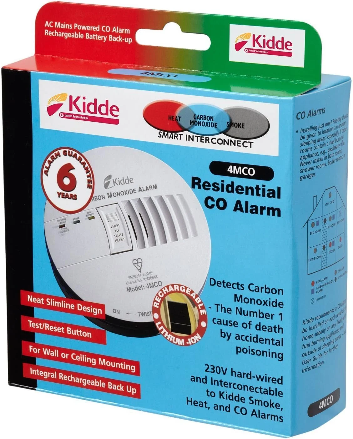 آلارم مونوکسید کربن Kidde 4MCO - اتصال سیمی - تغذیه از برق شهری - 230 ولت آلارم مونوکسید کربن Kidde 4MCO - اتصال سیمی - تغذیه از برق شهری - 230 ولت