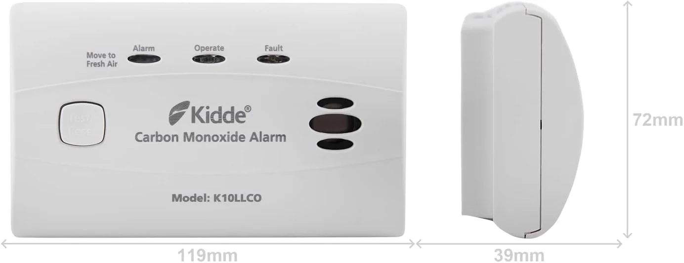 بسته 2 عددی هشدار دهنده مونوکسید کربن با باتری مهر و موم شده با عمر طولانی Kidde 10LLCO