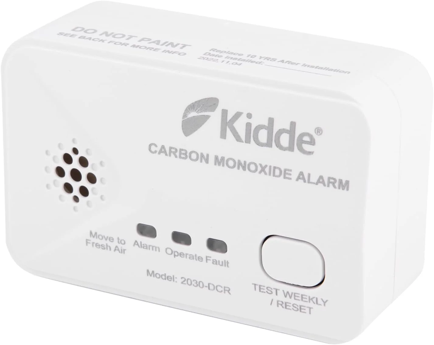 آلارم مونوکسید کربن جمع و جور Kidde 2030-DCR با عمر 10 ساله و باتری های AA