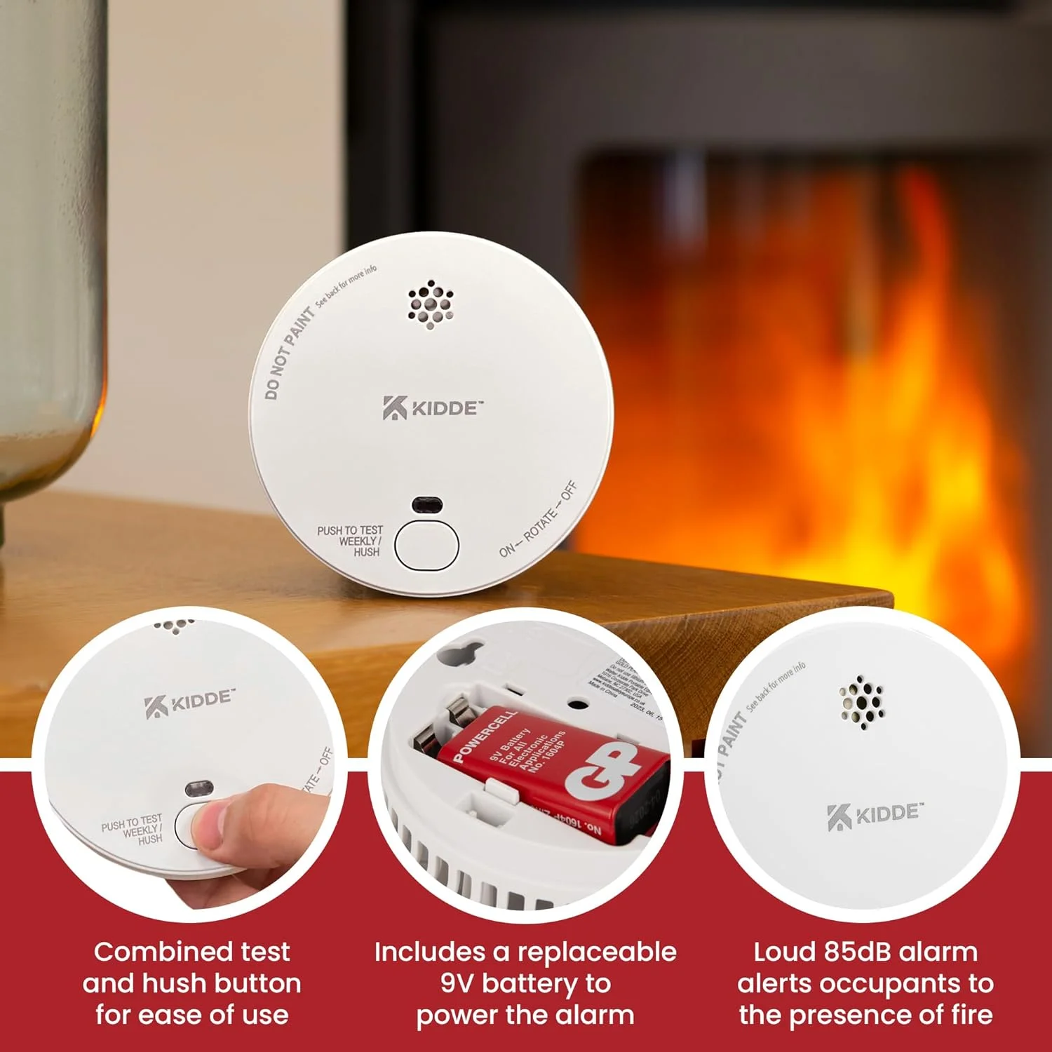 آشکارساز دود نوری Kidde 2030DSR با باتری قابل تعویض 9 ولت (موجود) – عمر سنسور 10 سال