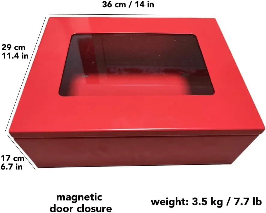 ISOP Fire evacuation station Large - Red box for fire protection items - with hook for fire blanket and fire extinguisher - 36 * 29 * 17 cm - Cabinet RED
