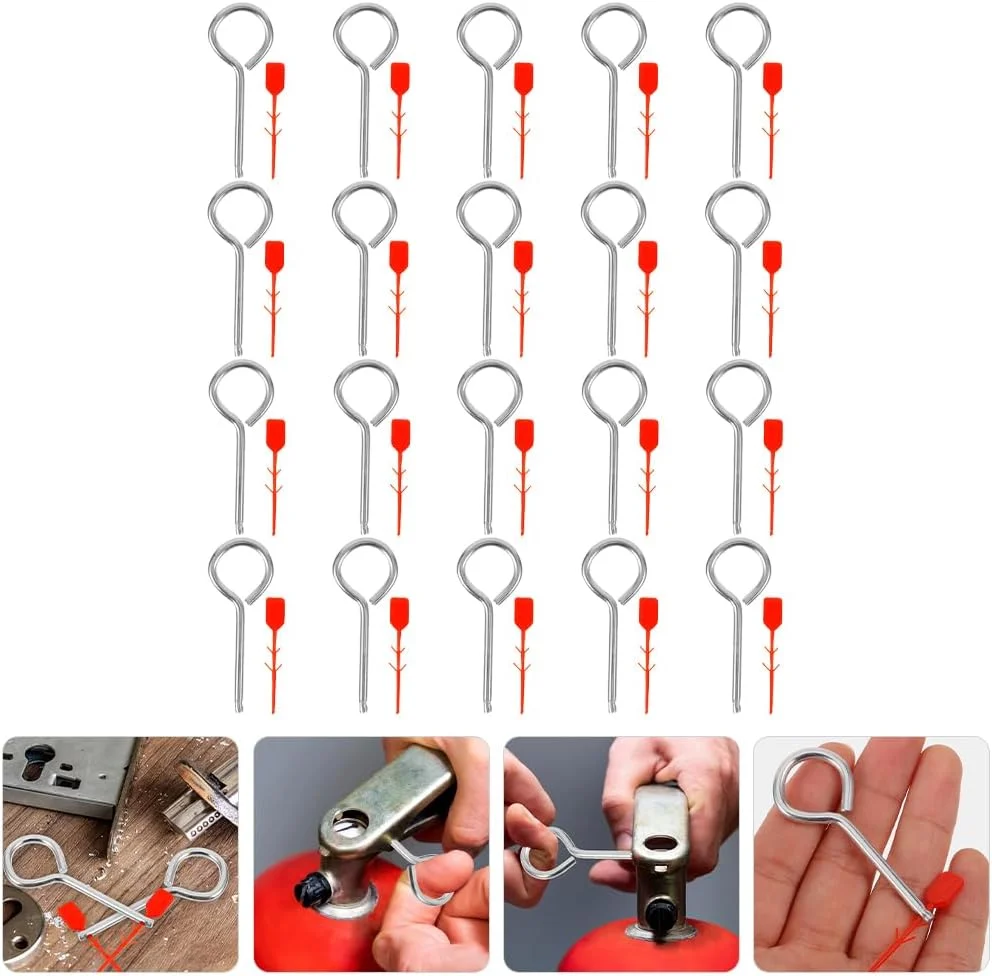 HEMOTON 20 مجموعه پین های ایمنی قفل آتش خاموش کن برای جایگزینی آتش خاموش کن، پین ایمنی برای تجهیزات آتش خاموش کن، قطعه آتش خاموش کن، آهن فلزی