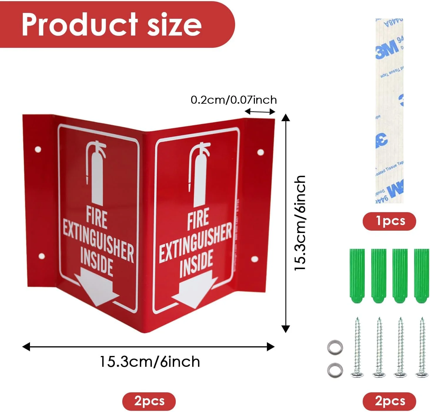 4 عدد تابلوی خاموش کننده آتش هاپلون با فلش رو به پایین، تابلوهای خاموش کننده آتش با سوراخ های نصب از پیش تعیین شده، تابلوی ایمنی آتش نشانی دیواری مناسب برای مکان های عمومی مختلف