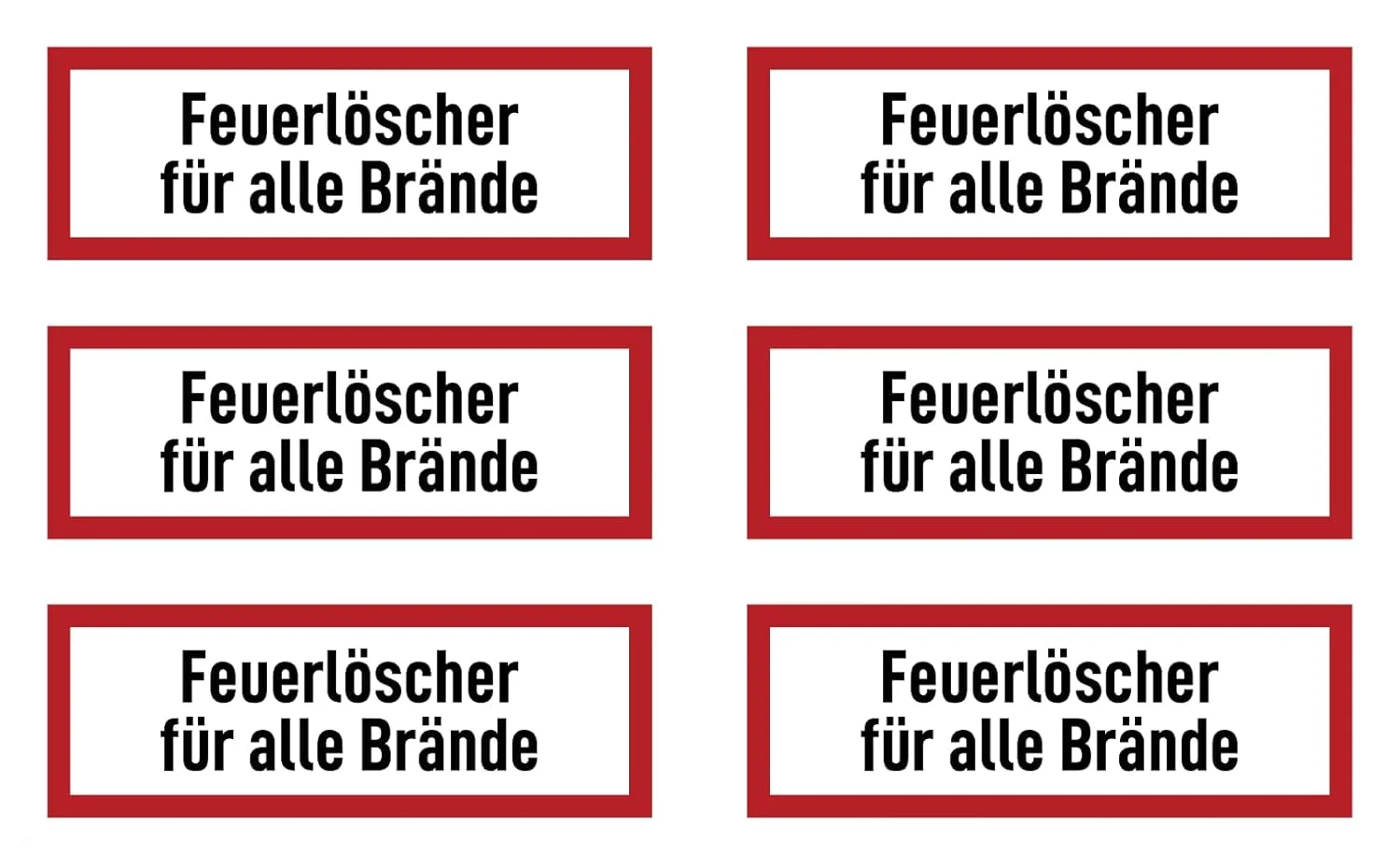 برچسب هواواتی: 37 x 105 میلی متر، 6 عدد، خاموش کننده آتش برای همه آتش سوزی ها، علامت ایمنی آتش نشانی، دستگاه حفاظت در برابر آتش و دستورالعمل استفاده، DIN 4066، D1