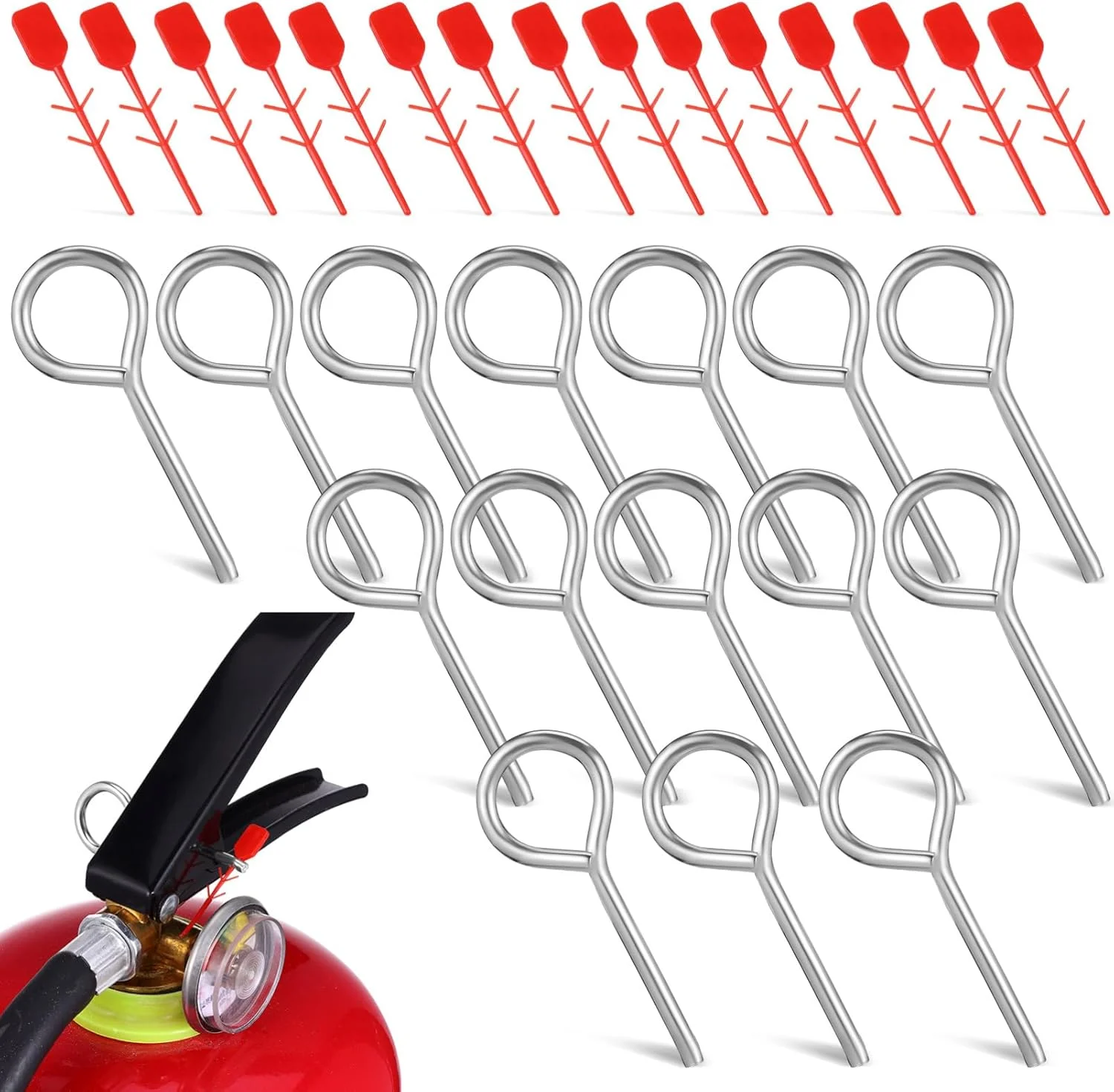 15 عدد پین کششی خاموش کننده آتش عمومی همراه با پلمپ قرمز