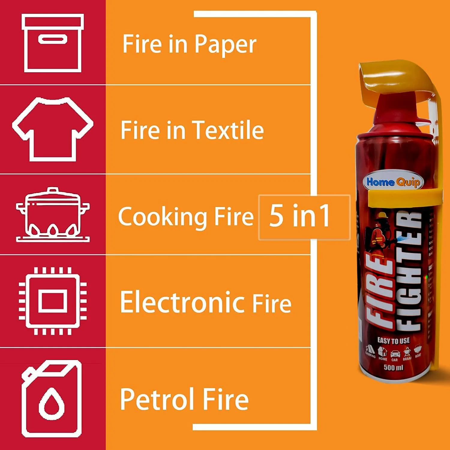 اسپری آتش نشانی 500 میلی لیتری GOODONE2، خاموش کننده آتش خودرو، اسپری آتش نشانی 5 در 1 Stay Safe، اسپری خاموش کننده مبتنی بر آب، برای خانه، آشپزخانه، خودرو، گاراژ، قایق، حمل آسان (500 میلی لیتر، بسته 1 عددی)