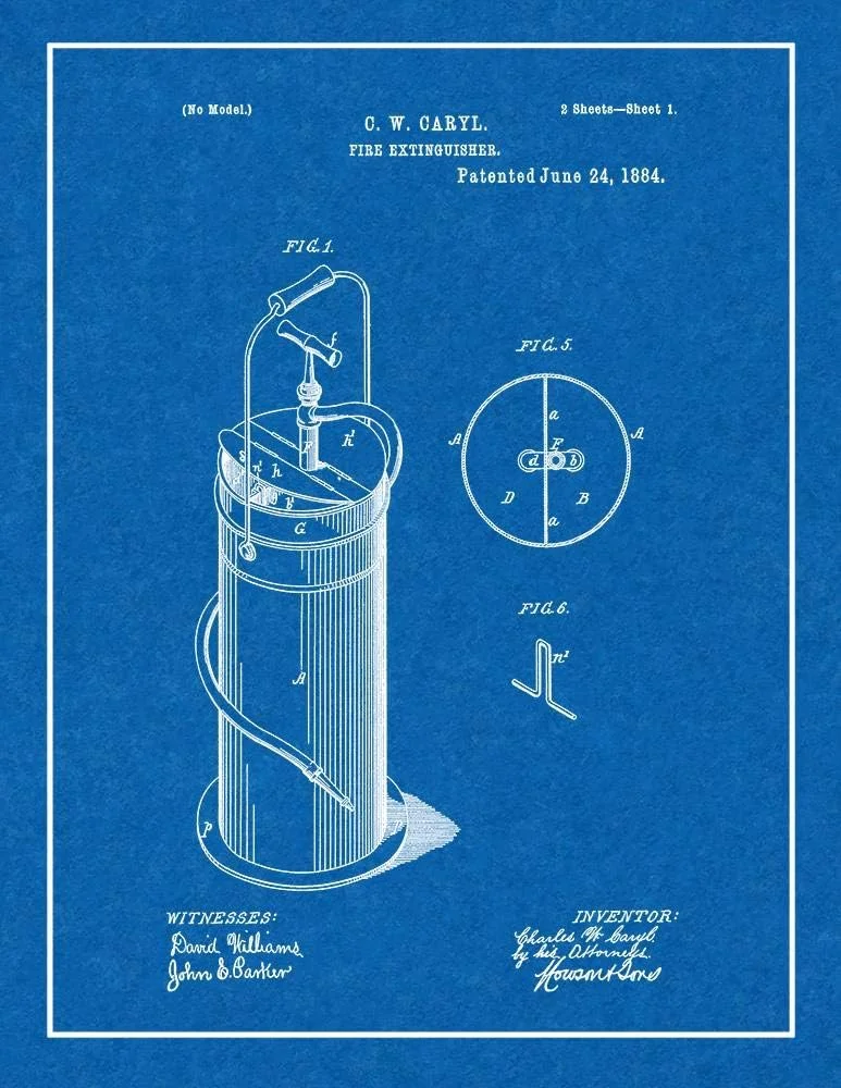 چاپ نقشه فنی اختراع خاموش کننده آتش با قاب و حاشیه (45.72 در 60.96 سانتی متر) M12655 چاپ نقشه فنی اختراع خاموش کننده آتش با قاب و حاشیه (45.72 در 60.96 سانتی متر) M12655