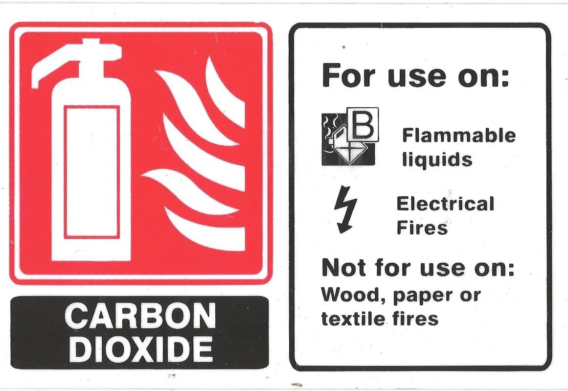 تابلو شناسایی کپسول آتش نشانی CO2، پلاستیکی سخت، افقی، 150x100 میلی متر