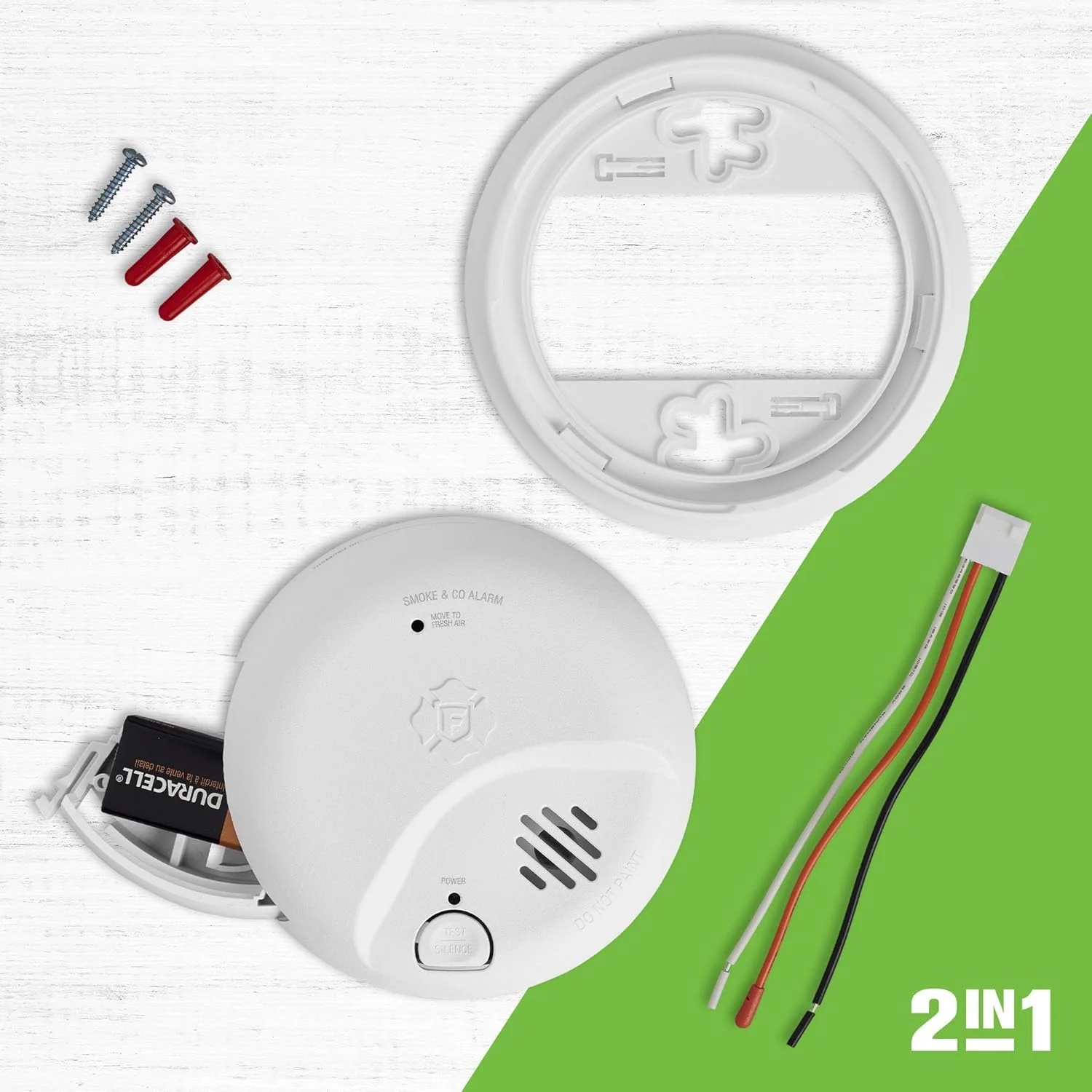 آشکارساز دود و مونوکسید کربن ترکیبی سیمی سخت First Alert SMICO100-AC با پشتیبان باتری، بسته 6 عددی