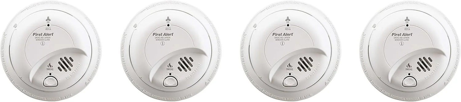 آلارم دود و مونوکسید کربن سیمی First Alert BRK SC-9120B xrHsEW با باتری پشتیبان، 4 عدد